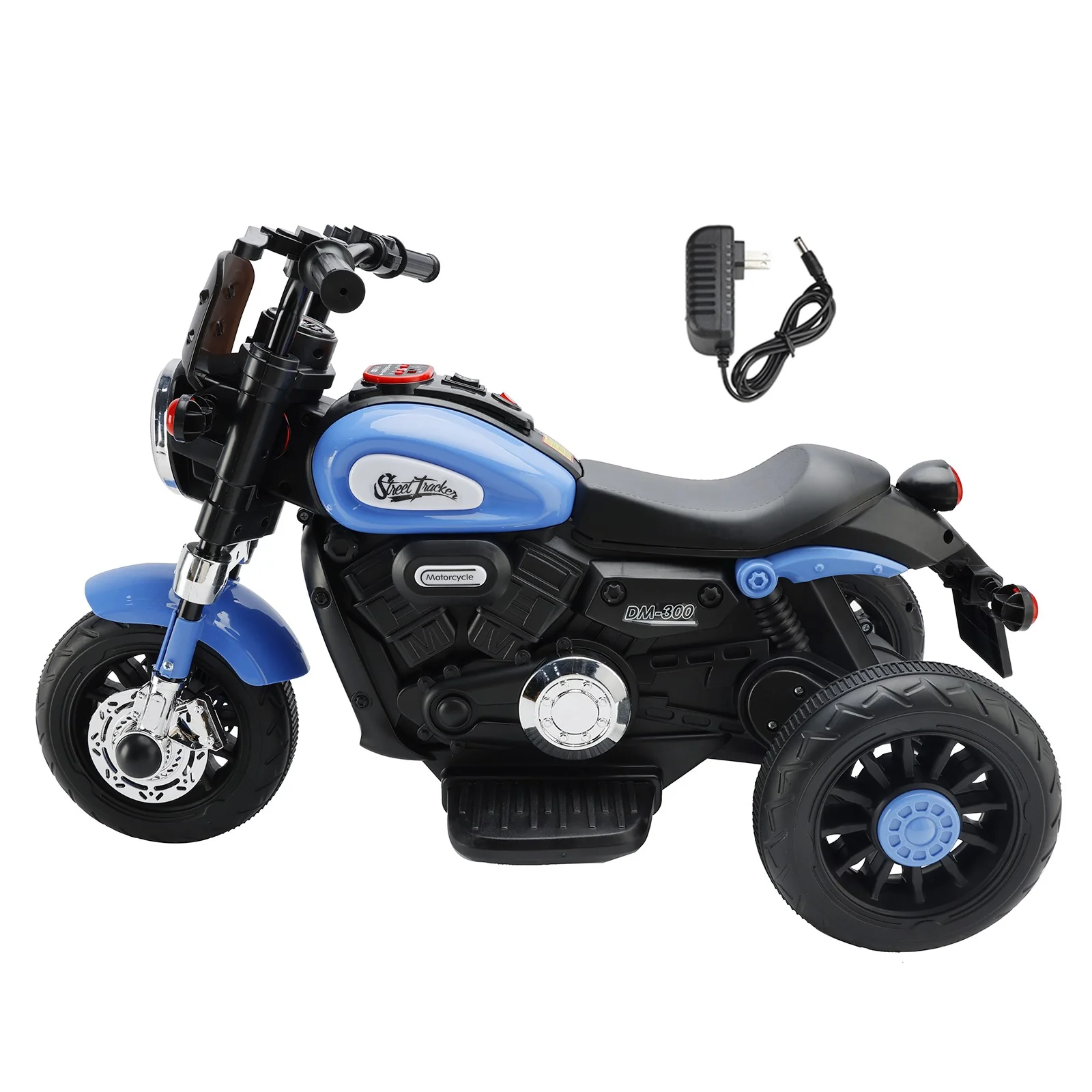 3-Wheel Kids Electric Ride-On Motorcycle 6V Dual Drive Toy Car Blue - Image 10