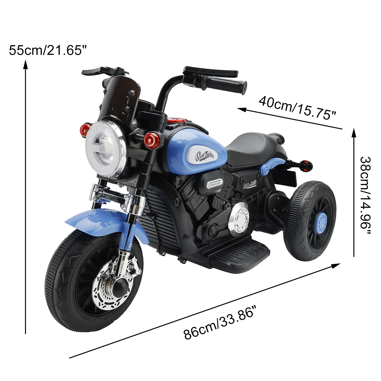 3-Wheel Kids Electric Ride-On Motorcycle 6V Dual Drive Toy Car Blue - Image 2