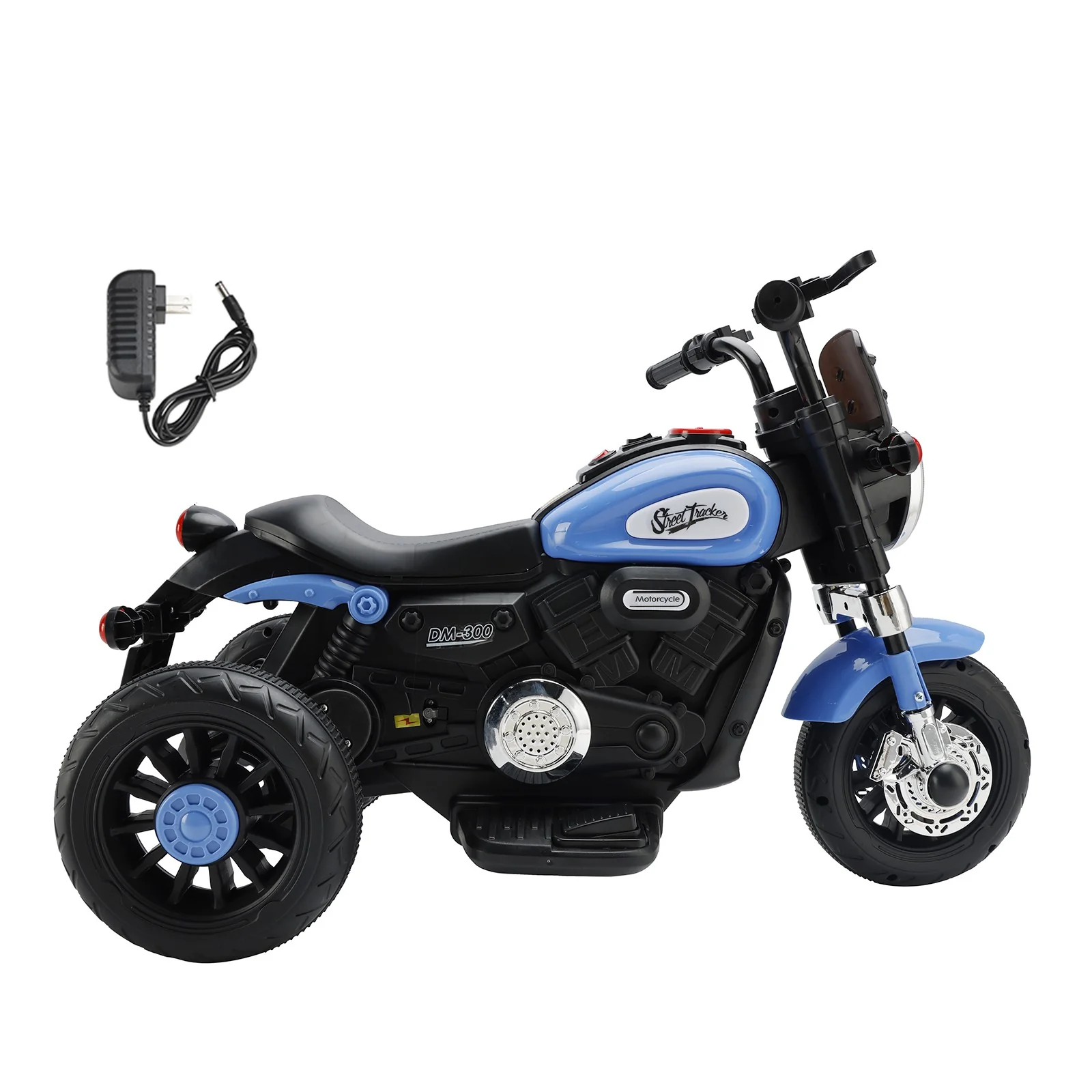 3-Wheel Kids Electric Ride-On Motorcycle 6V Dual Drive Toy Car Blue - Image 3
