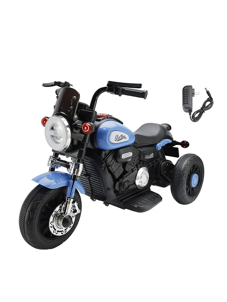 3-Wheel Kids Electric Ride-On Motorcycle 6V Dual Drive Toy Car Blue - Image 8