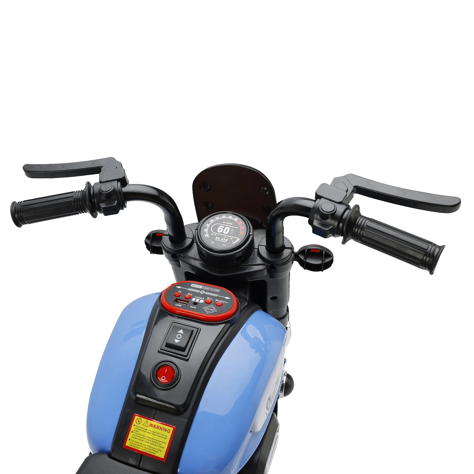 3-Wheel Electric Ride-On Motorcycle for Kids, 6V Dual Drive Toy Car, Blue - Image 5