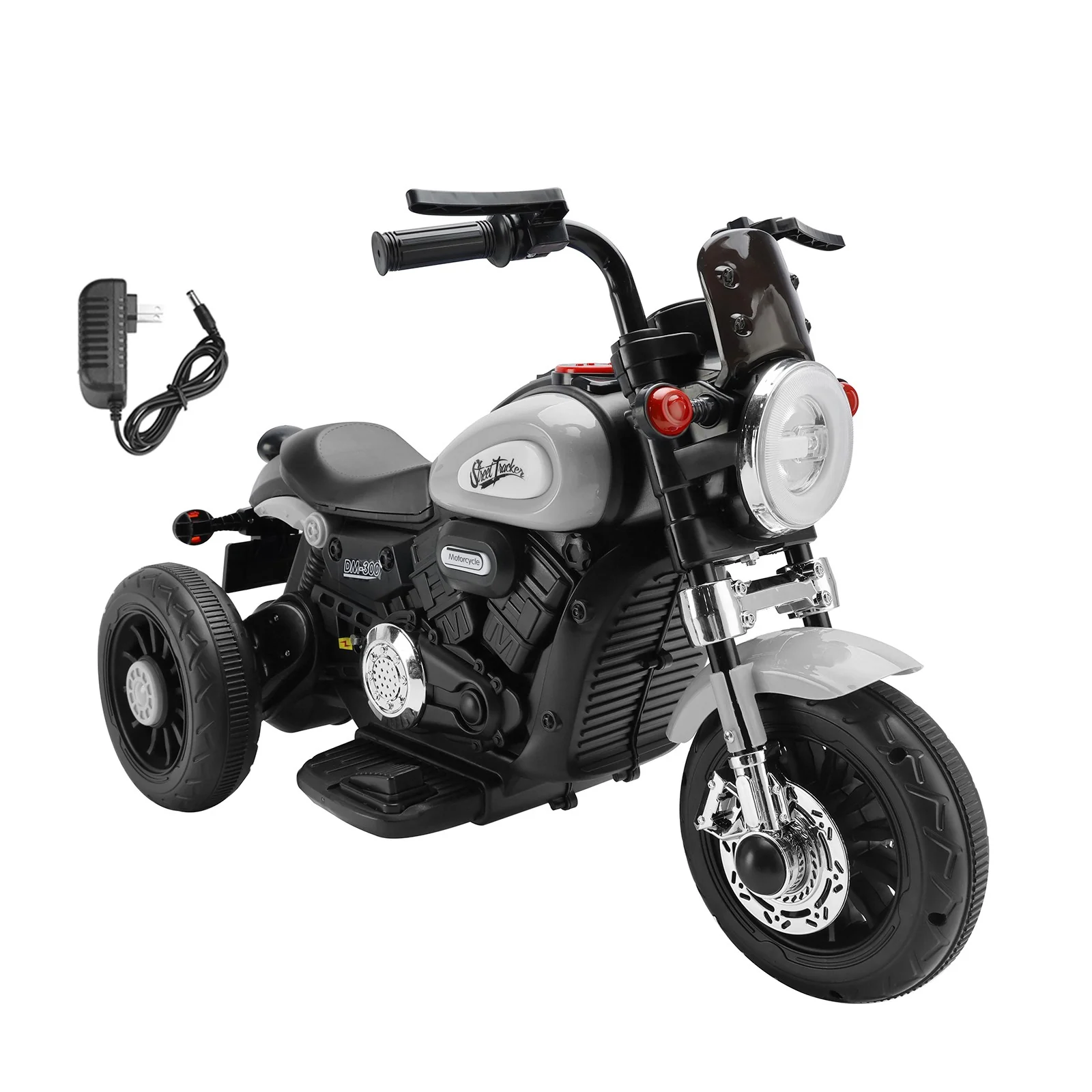 Gray 6V Electric Dual Drive Toy Motorcycle for Kids with Three Wheels - Image 10