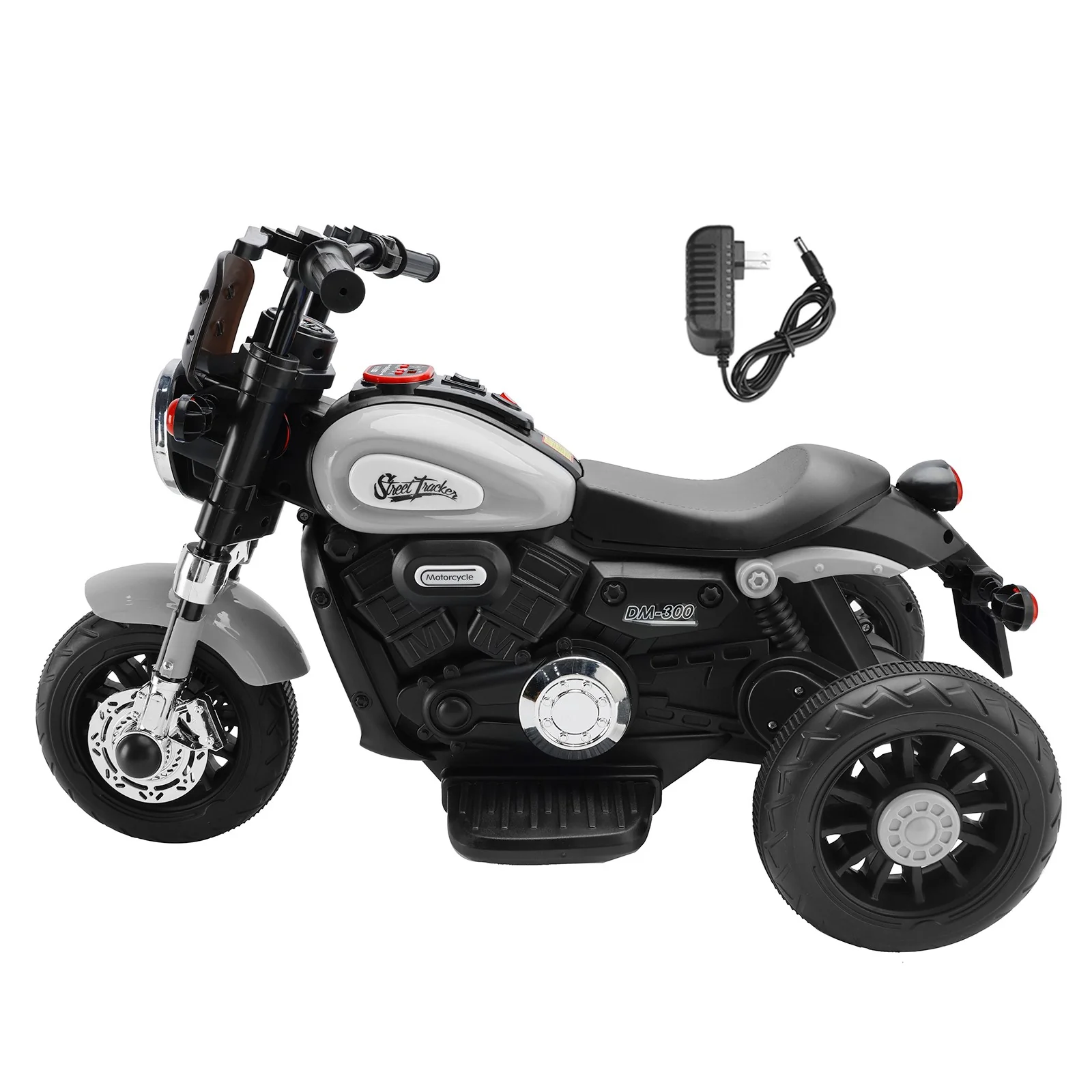 Gray 6V Electric Dual Drive Toy Motorcycle for Kids with Three Wheels - Image 11
