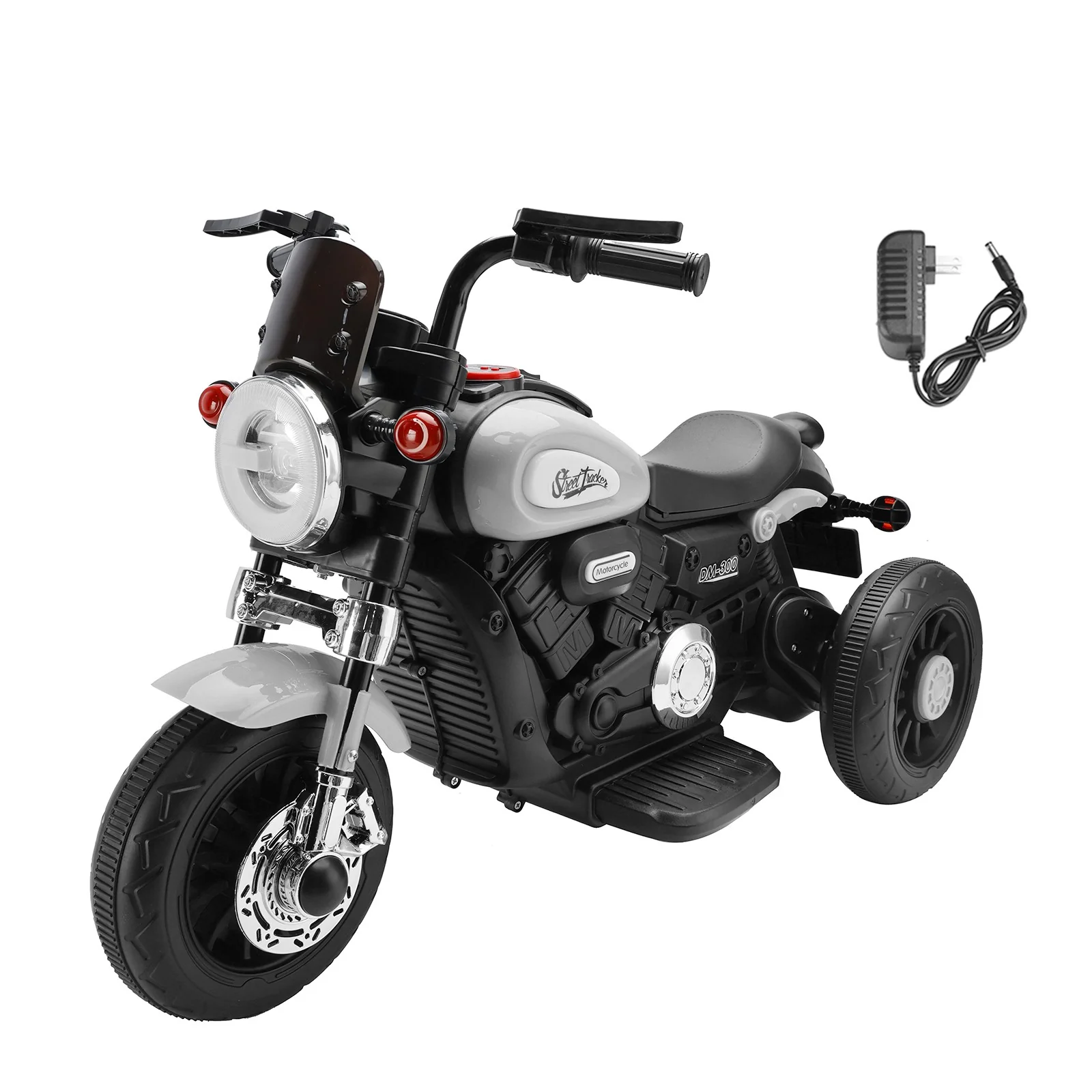 Gray 6V Electric Dual Drive Toy Motorcycle for Kids with Three Wheels - Image 12