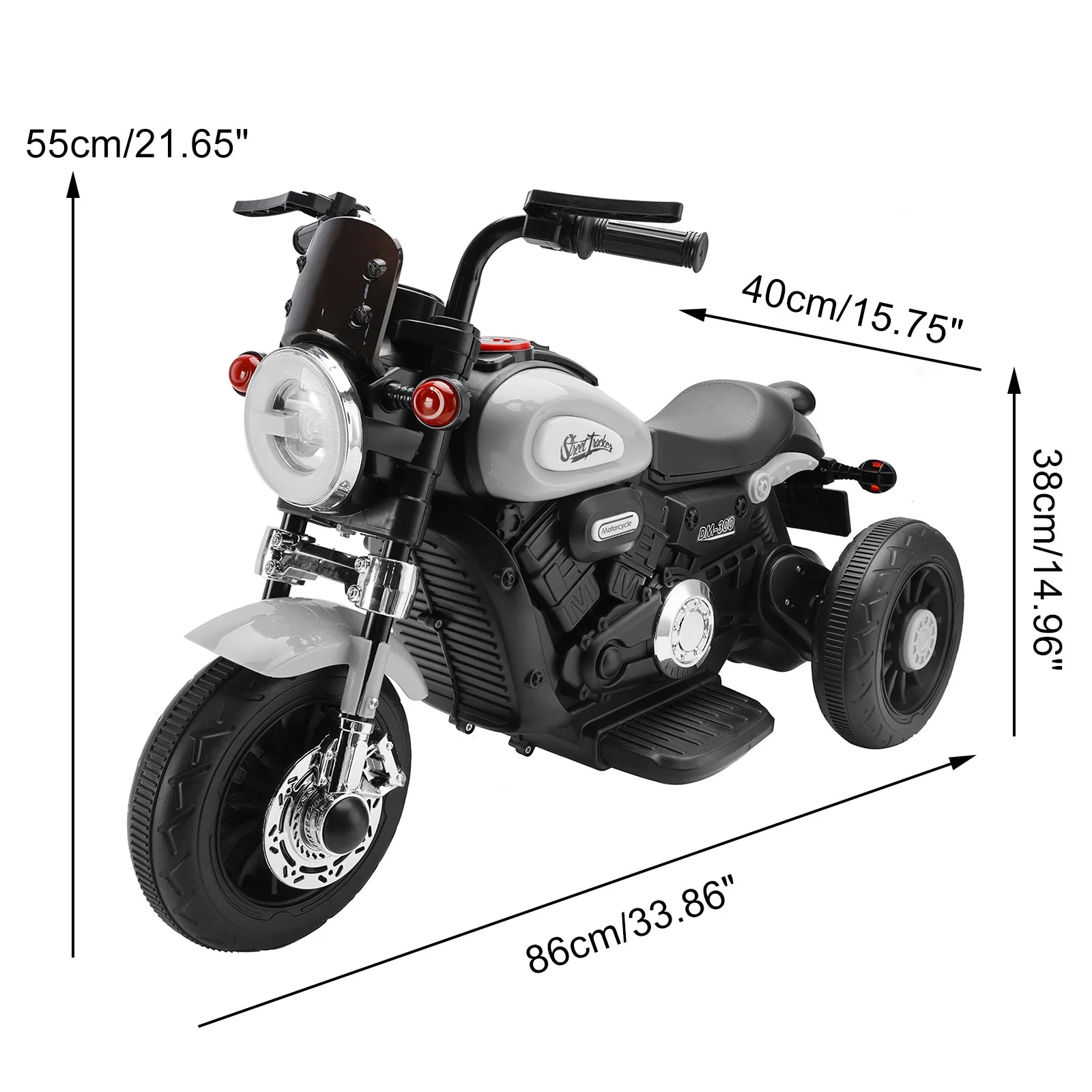 Gray 6V Electric Dual Drive 3-Wheel Ride-On Motorcycle for Kids - Image 2
