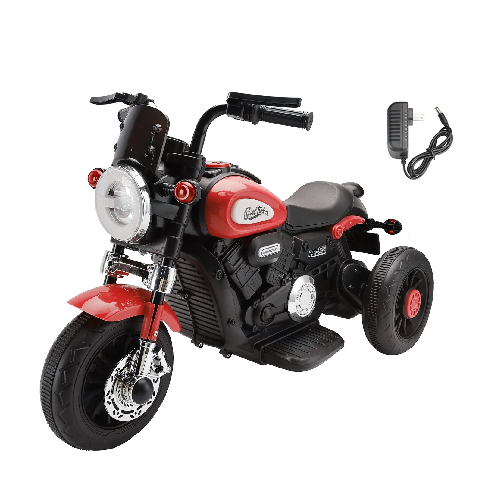 Electric 6V Red Dual Drive 3-Wheel Kids Ride-On Motorcycle - Image 11