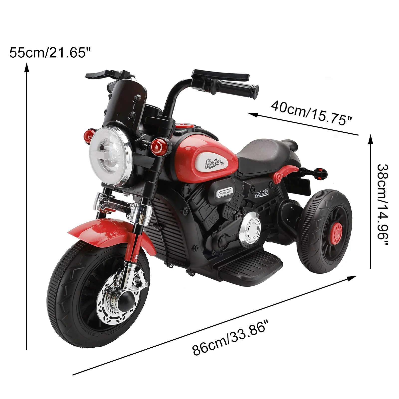 Electric 6V Red Dual Drive 3-Wheel Kids Ride-On Motorcycle - Image 2