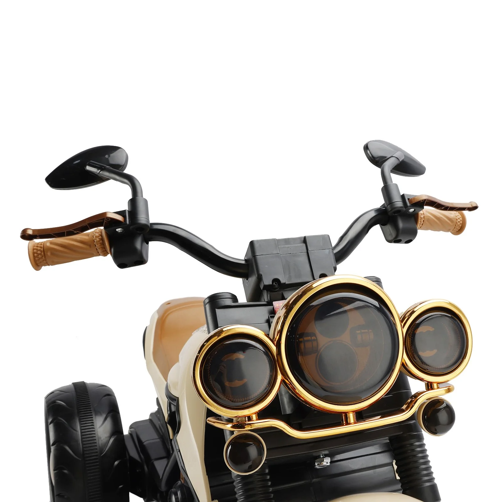 Brown Electric Dual Drive 3-Wheel Kids Ride-On Motorcycle Toy with LED Lights - Image 7