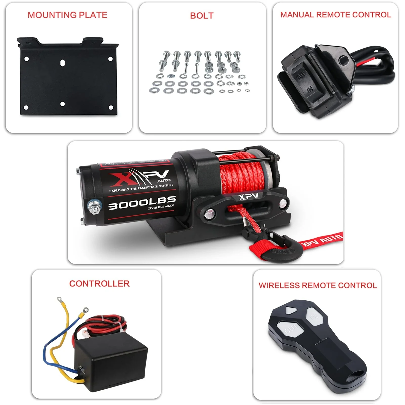 3000 lb 12V DC Electric Waterproof Winch for Off-Road UTV ATV and Boat - Image 6