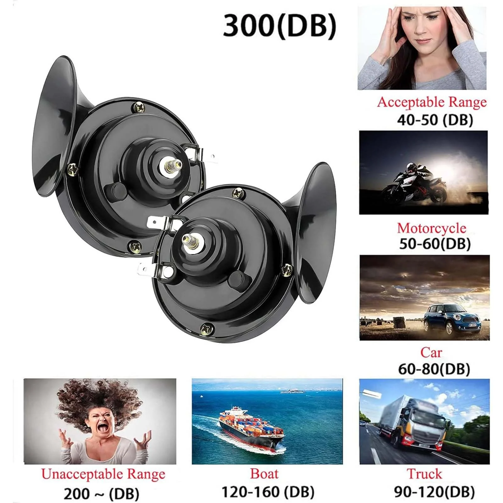 300DB Super Loud Dual-Tone Train Horns Kit for 12V Trucks and Cars - 2 Pieces - Image 6
