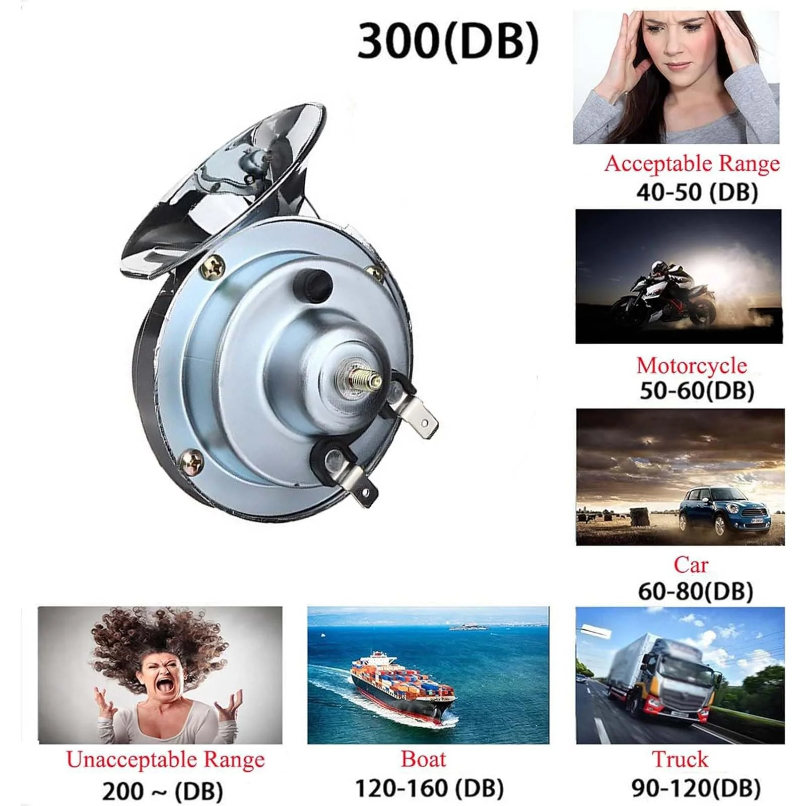 300DB Super Loud Dual Tone Train Horns 12V Car Truck Horn Kit 2pcs - Image 5