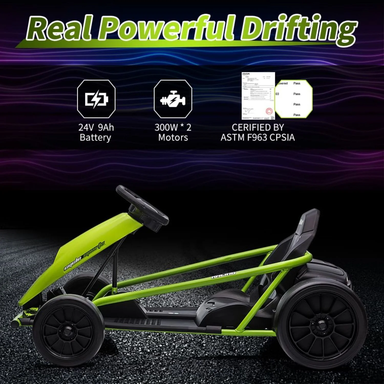 300W*2 Electric Go Kart for Kids 8-12 Years with Music and 175LBS Weight Capacity - Image 7