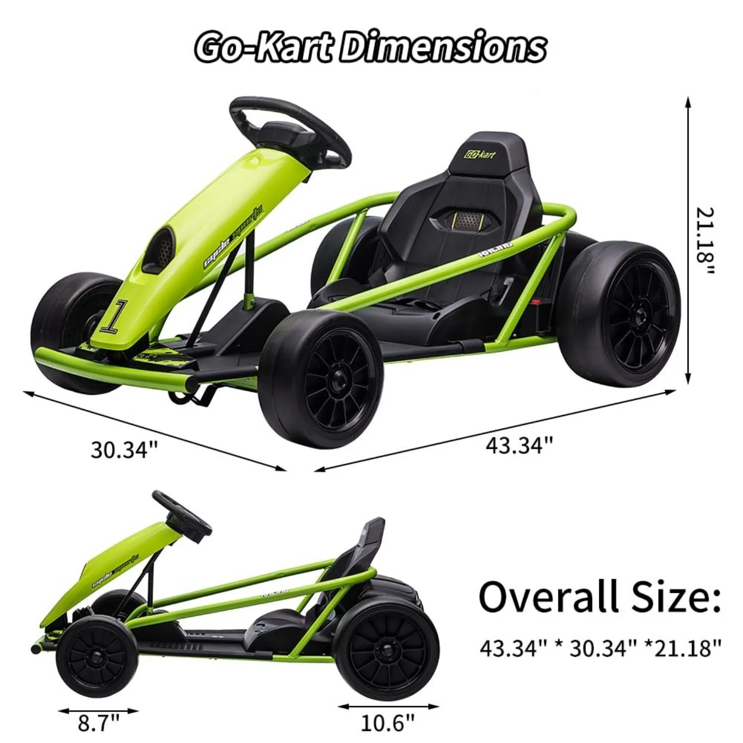 300W*2 Electric Go Kart for Kids 8-12 Years with Music and 175LBS Weight Capacity - Image 9