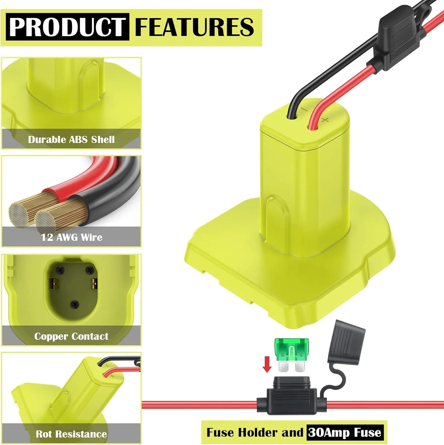 30 Amp Fuse Protected Adapter 2 Pack for 18V Battery Conversion Power Wheels - Image 5