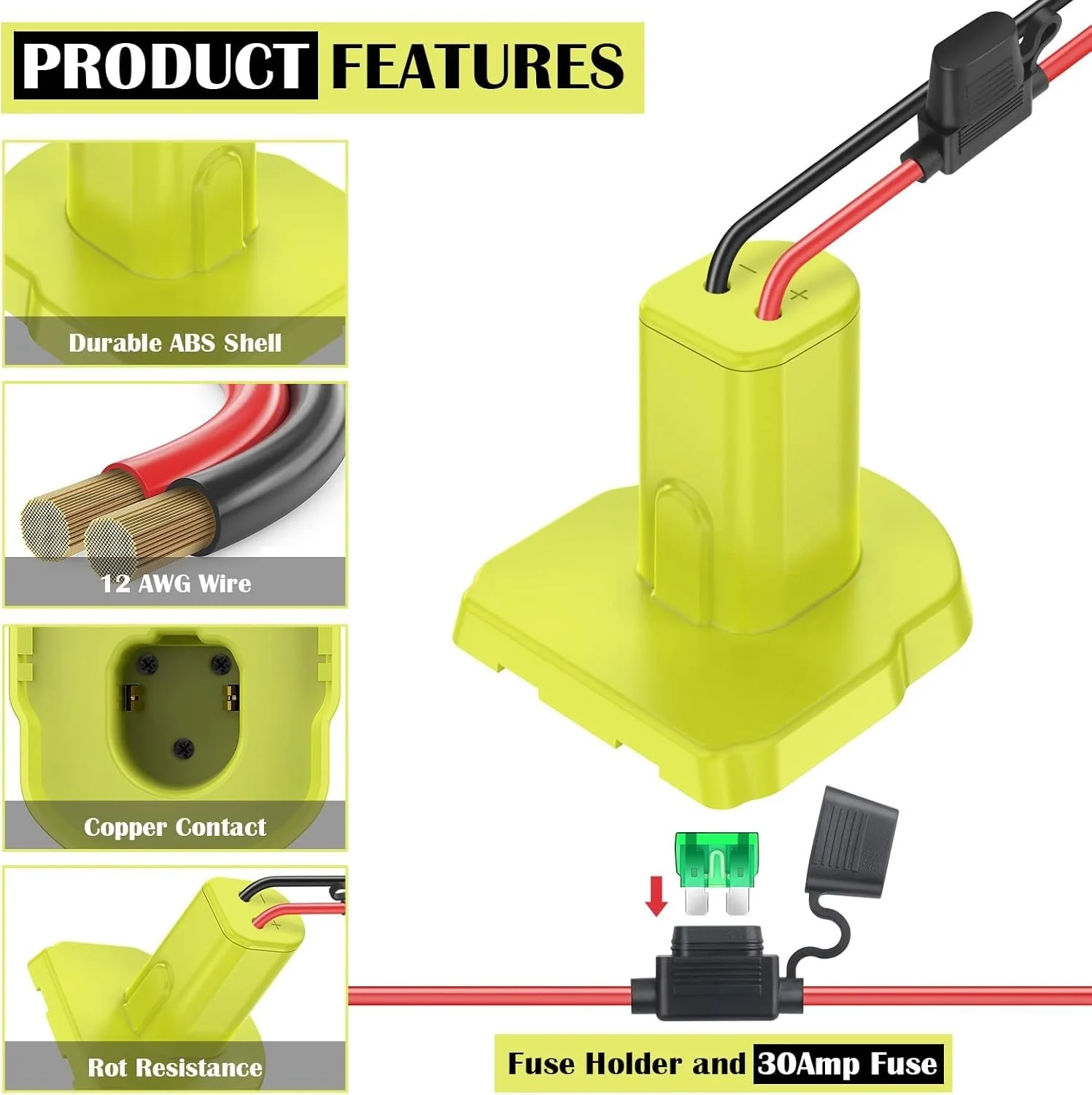 30 Amp Fuse and 18V Battery Adapter Conversion Kit for DIY Projects - Image 5