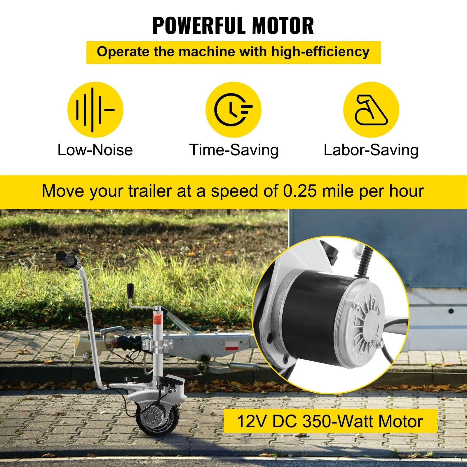 350W 12V Electric Motorized Jockey Wheel for Utility Trailers, Cars, and SUVs - Image 7