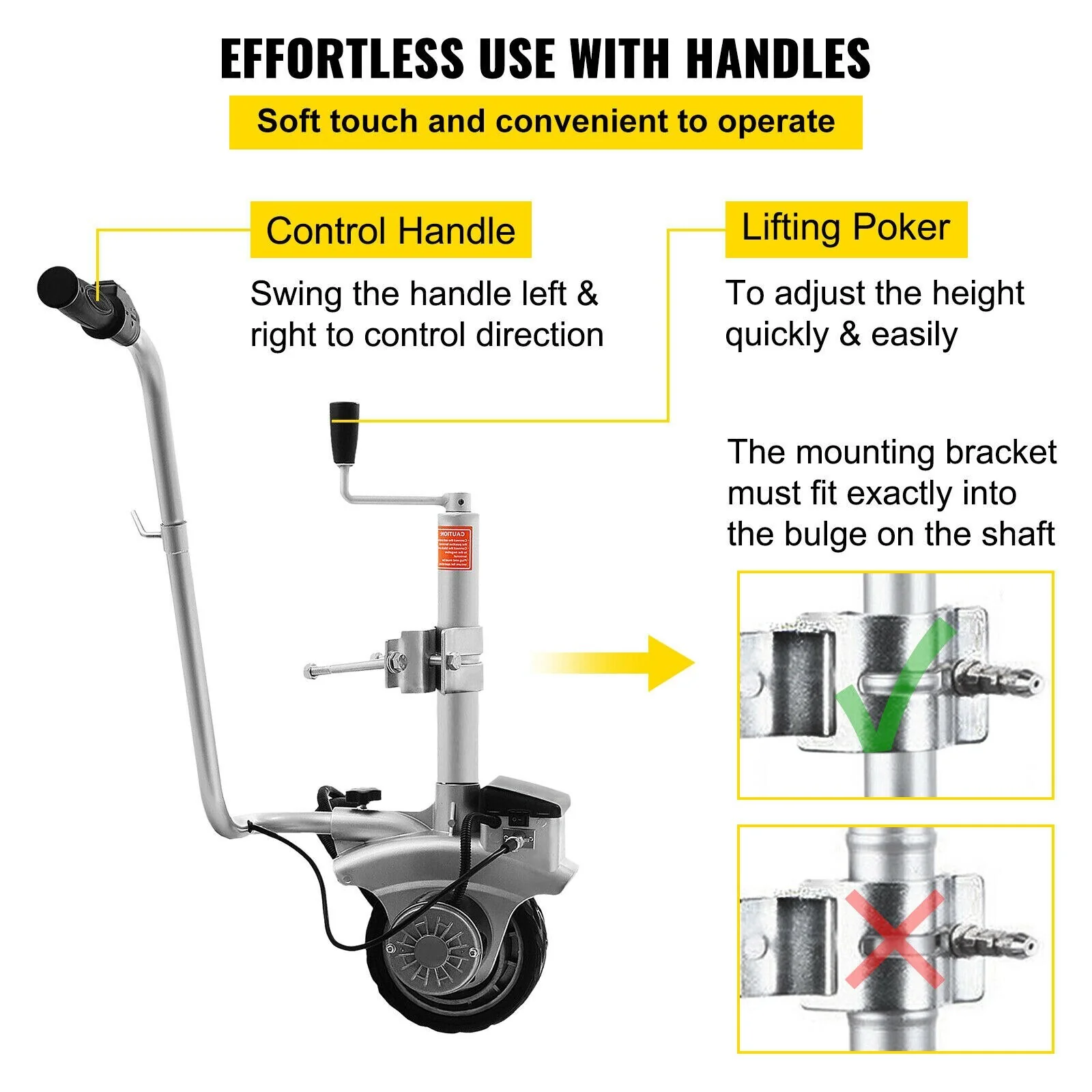 350W 12V Electric Motorised Jockey Wheel for Utility Trailers, Cars, and SUVs - Image 3