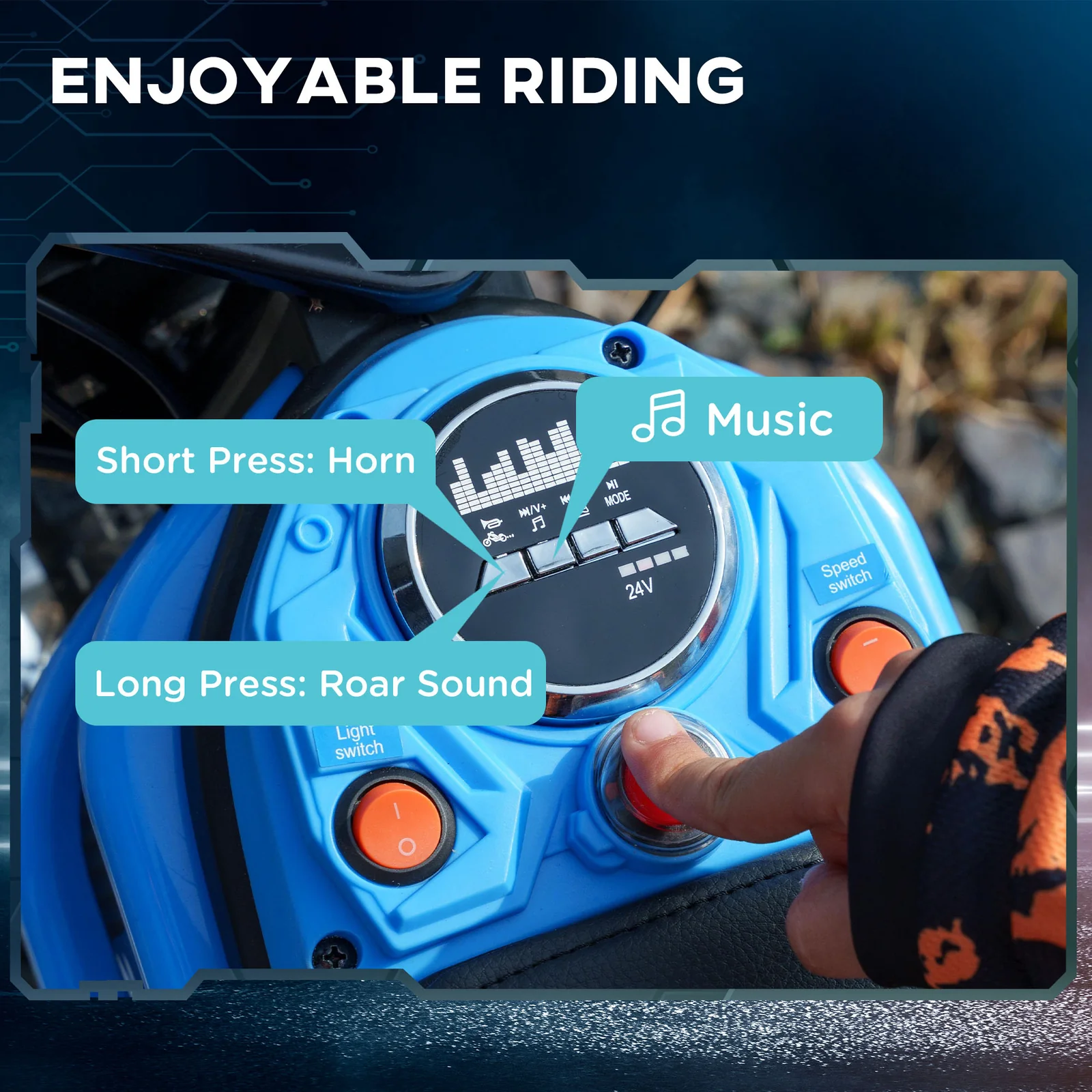 350W Electric Dirt Bike with Twist Grip Throttle, 15 MPH Off-Road Motocross Motorcycle - Image 7