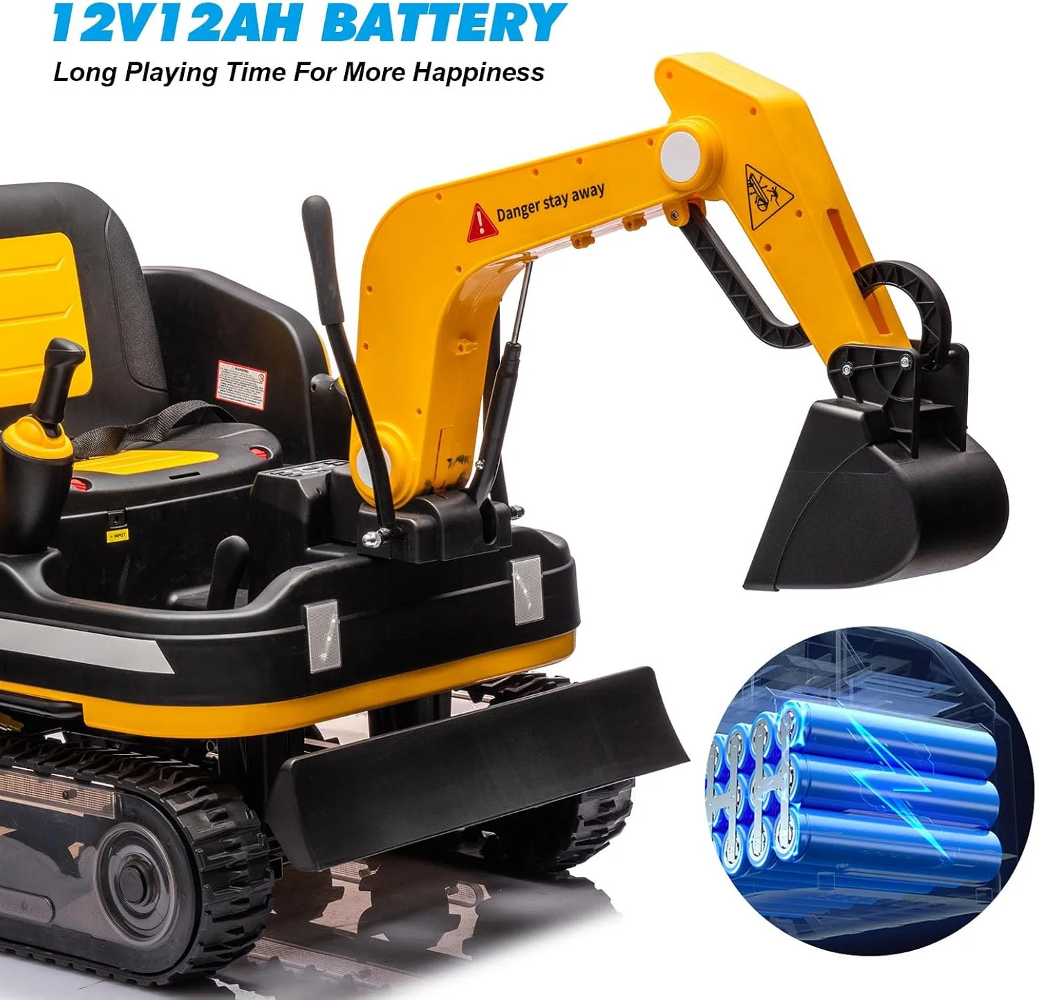 360° Rotating Battery-Powered Excavator and Bulldozer Ride-On Toy - Image 7