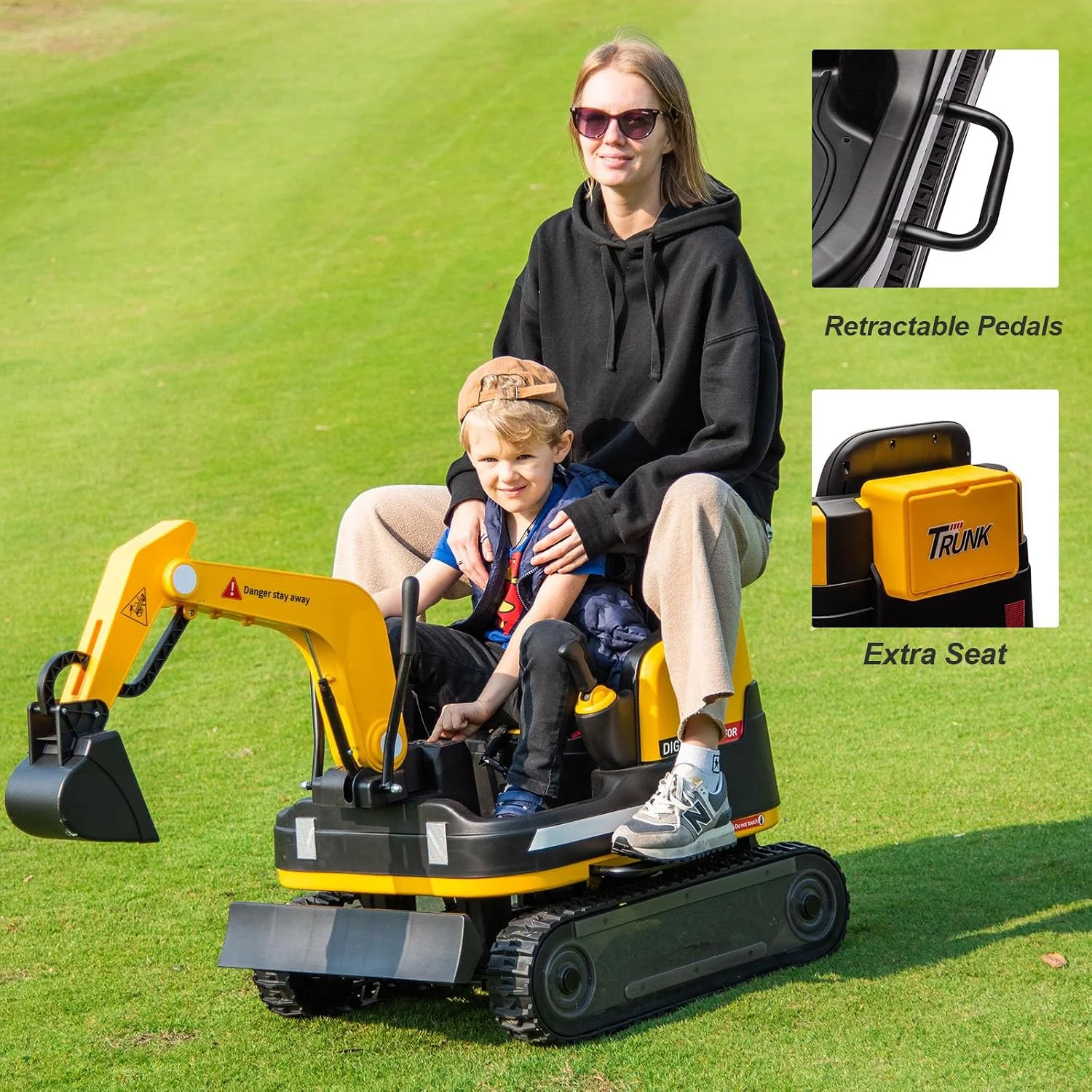 360° Rotating Battery-Powered Excavator and Bulldozer Ride-On Toy - Image 9