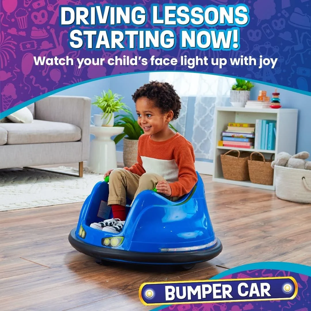 360-Degree Spinning Electric Bumper Car for Toddlers with LED Lights and Safety Belt - Image 4