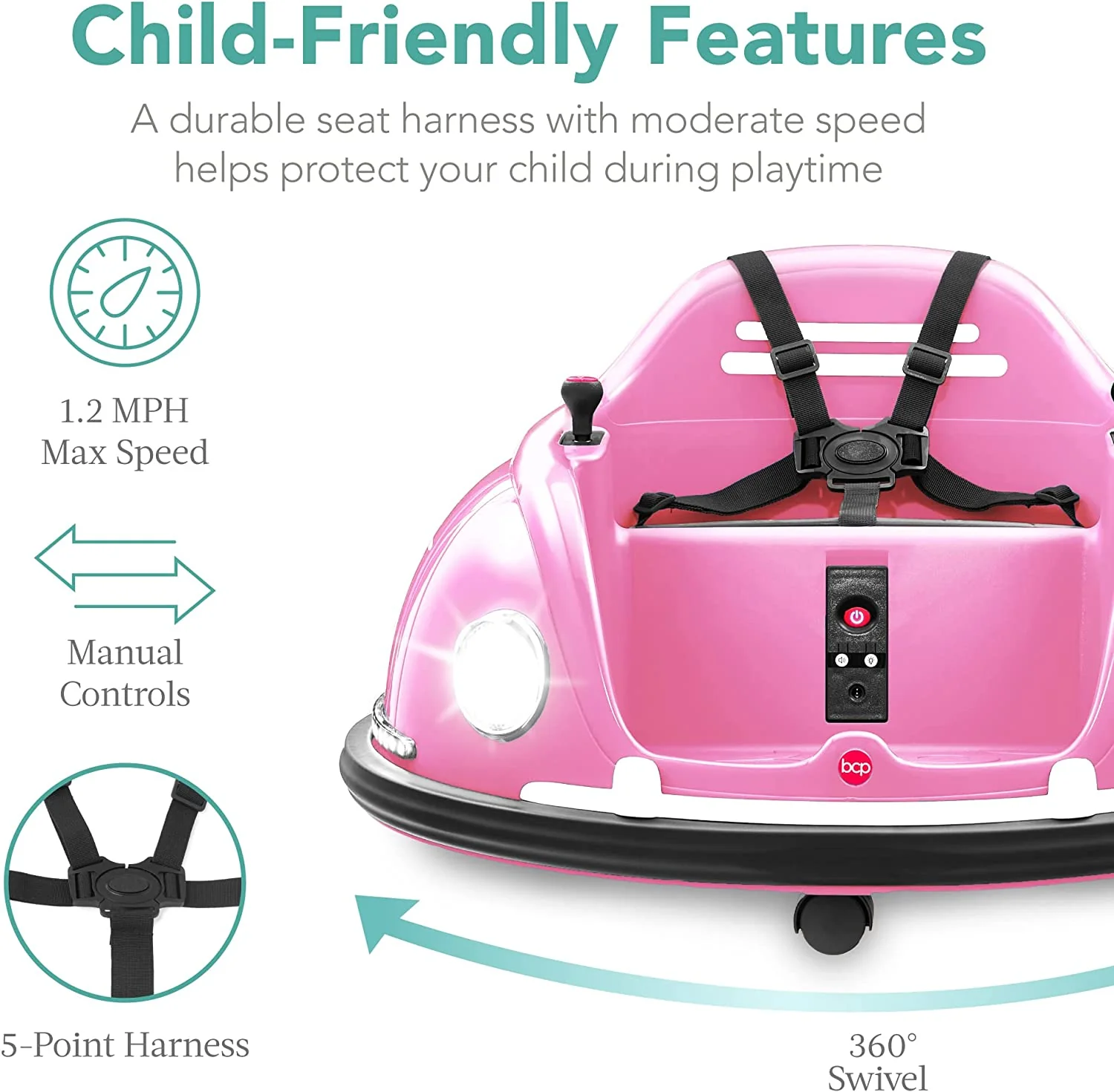 360° Electric Bumper Car for Kids (1.5-6 Years) with Parental Remote Control - Image 2