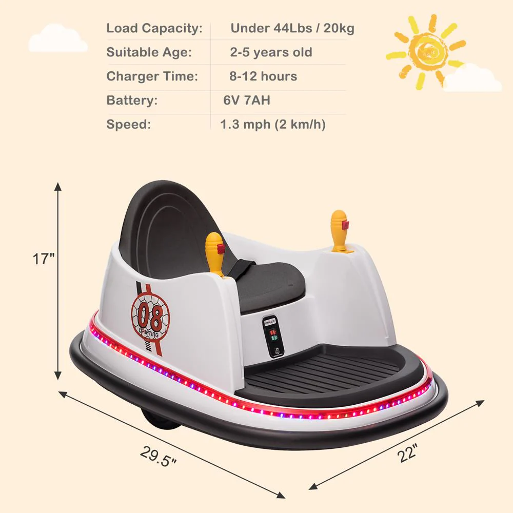 360° Electric Bumper Car for Kids - Battery Powered Ride-On Toy - Image 12