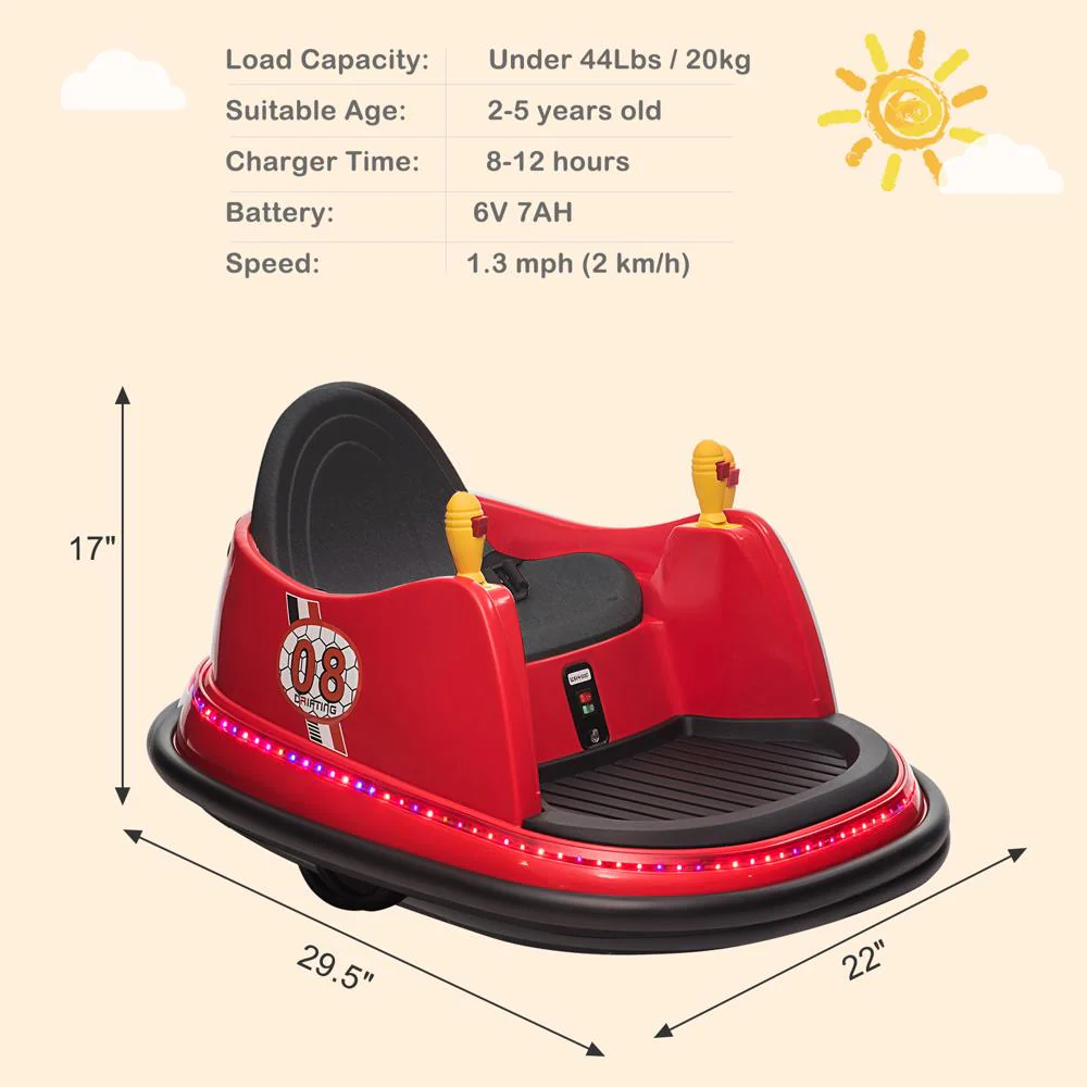 360° Electric Bumper Car for Kids - Battery Powered Ride-On Toy - Image 17
