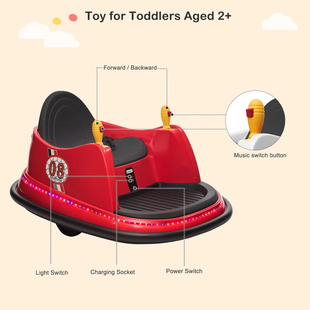 360° Electric Bumper Car for Kids - Battery Powered Ride-On Toy - Image 19