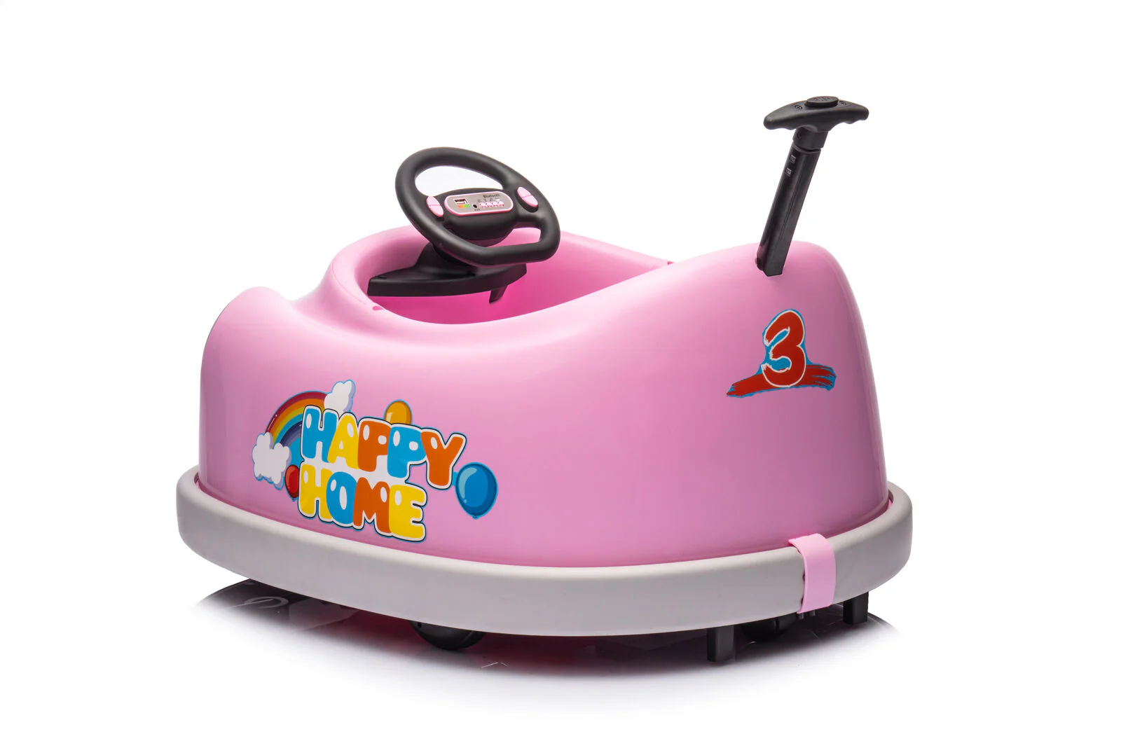 360° Pink Bumper Car Ride-On Toy with LED Remote Control for Kids (12V) - Image 13