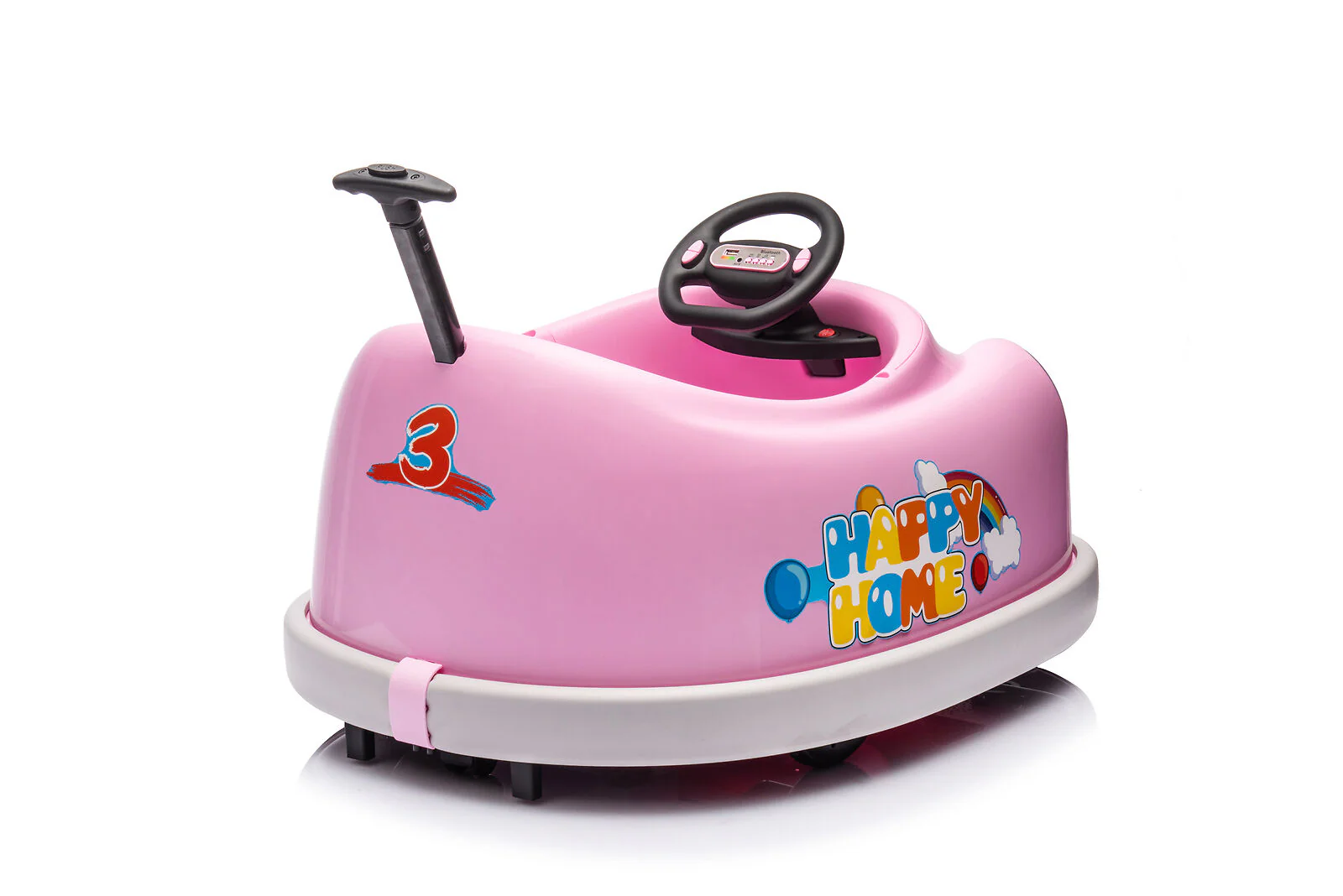360° Pink Bumper Car Ride-On Toy with LED Remote Control for Kids (12V) - Image 14