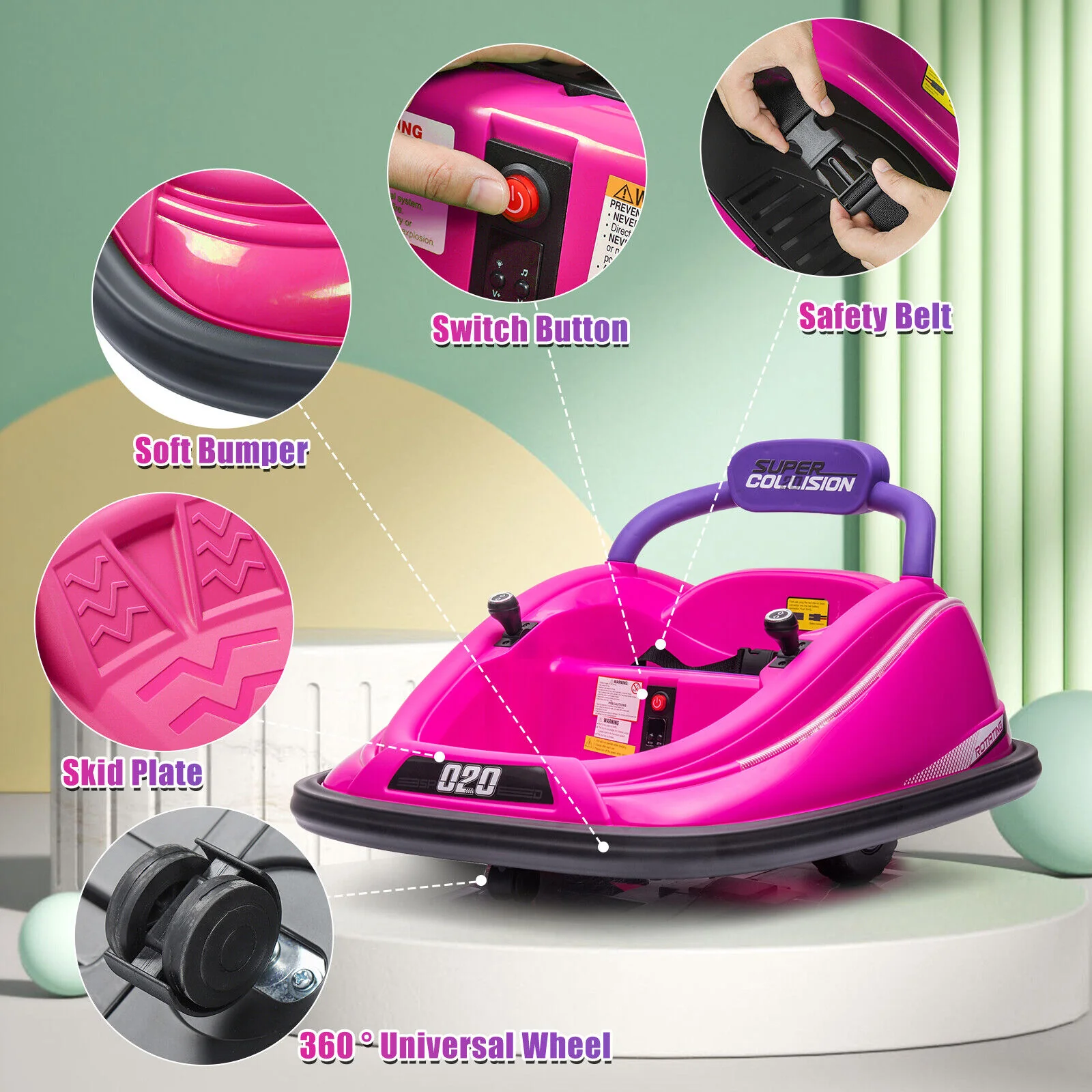 360° Rotating Electric Bumper Car for Kids with Parental Remote Control - Perfect Toy Gift - Image 3
