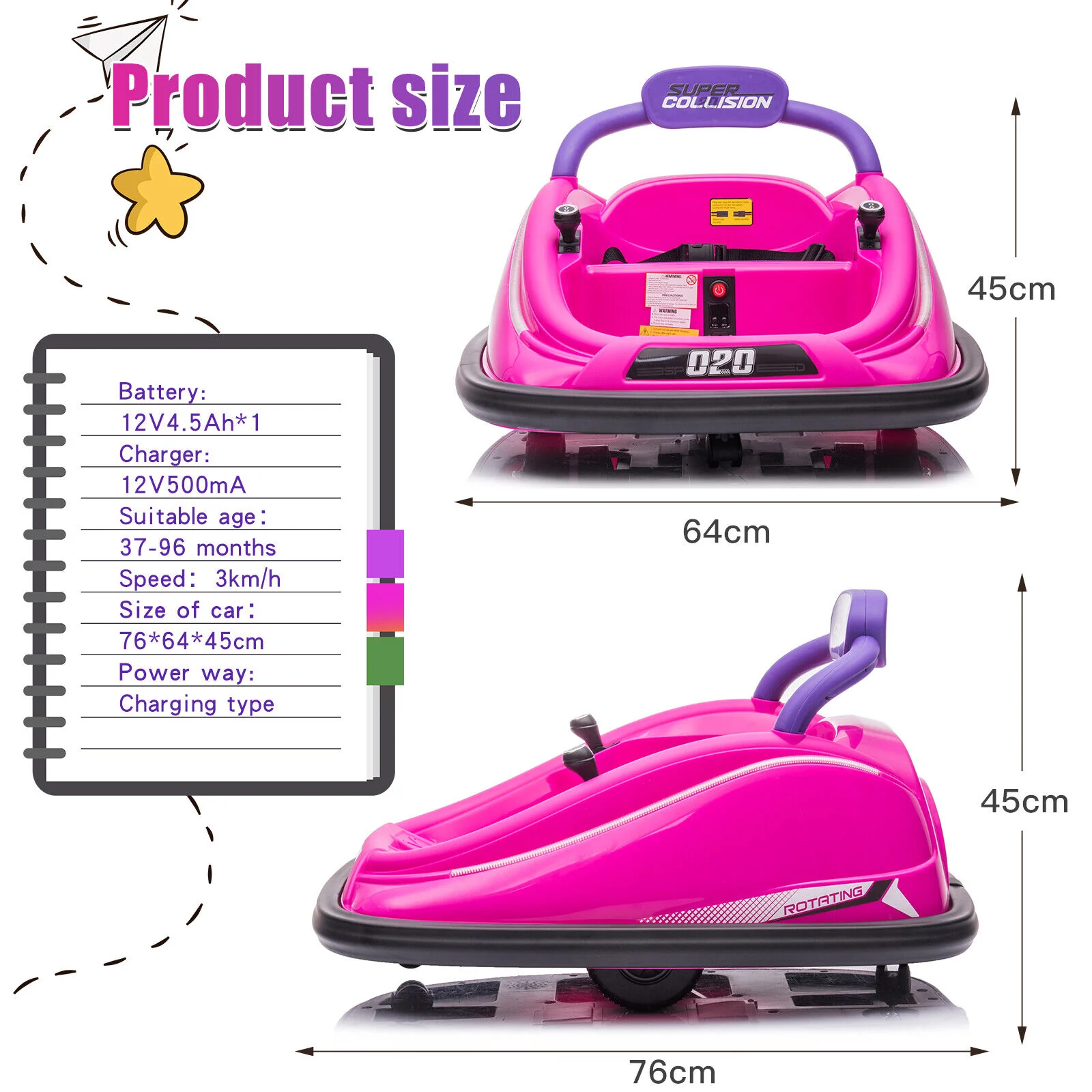 360° Rotating Electric Bumper Car for Kids with Parental Remote Control - Perfect Toy Gift - Image 8