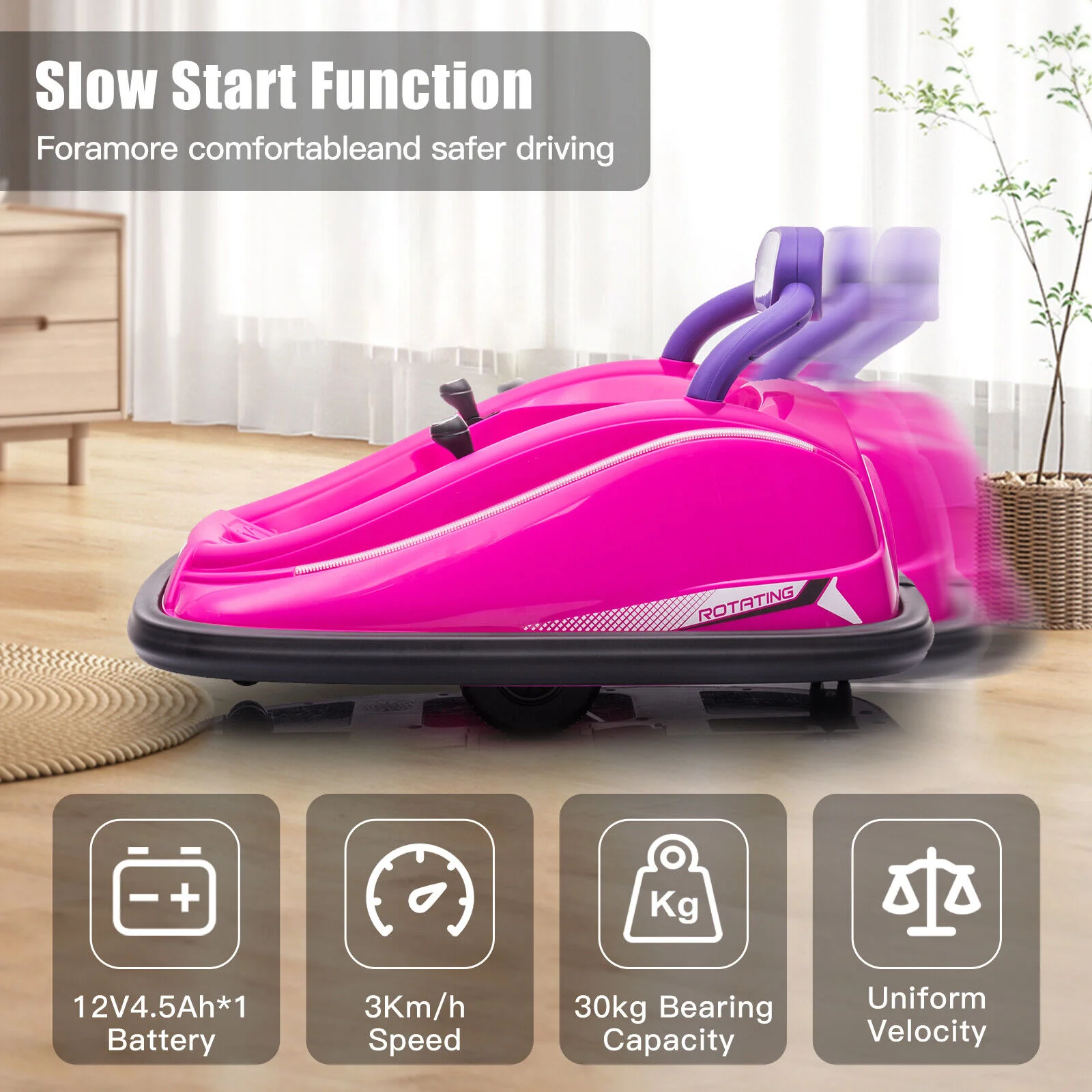 360° Rotating Electric Bumper Car for Kids with Remote Control - 12V Ride On Vehicle - Image 3
