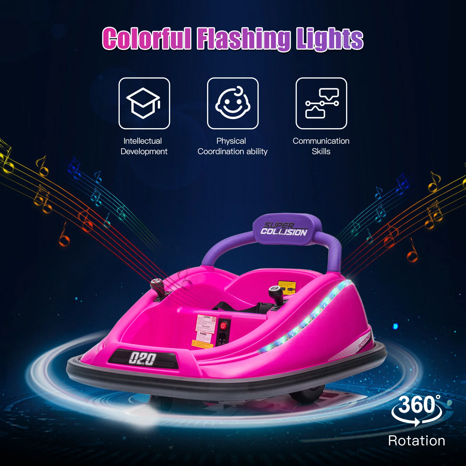 360° Rotating Electric Bumper Car for Kids with Remote Control - 12V Ride On Vehicle - Image 4