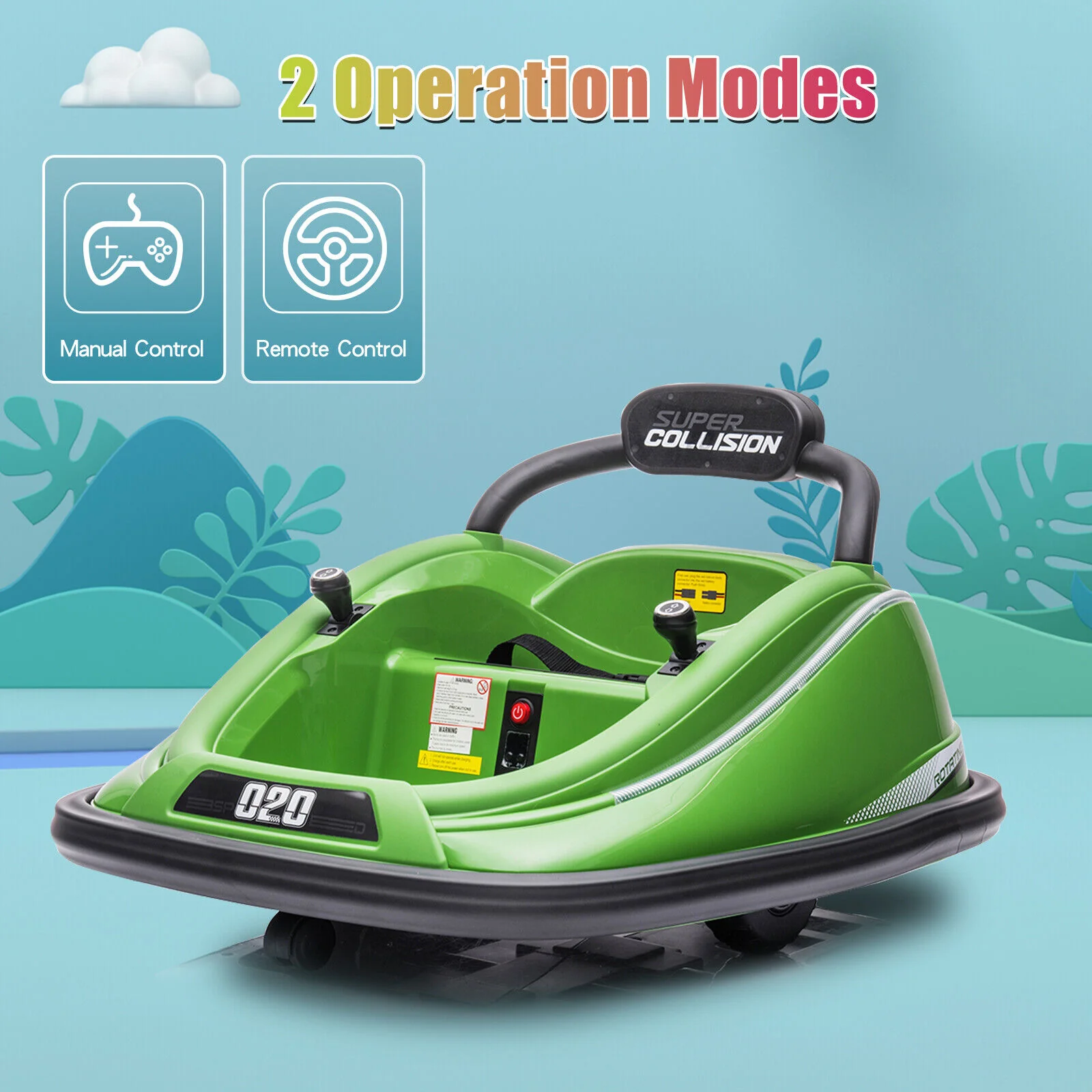 360° Rotating Kids Bumper Car with Remote Control and LED Lights - 12V Twin Motor Ride On Toy - Image 9