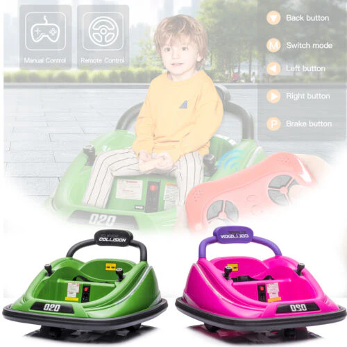 360° Rotating Kids Bumper Car with Twin Motors and Parental Remote Control - 12V - Image 2