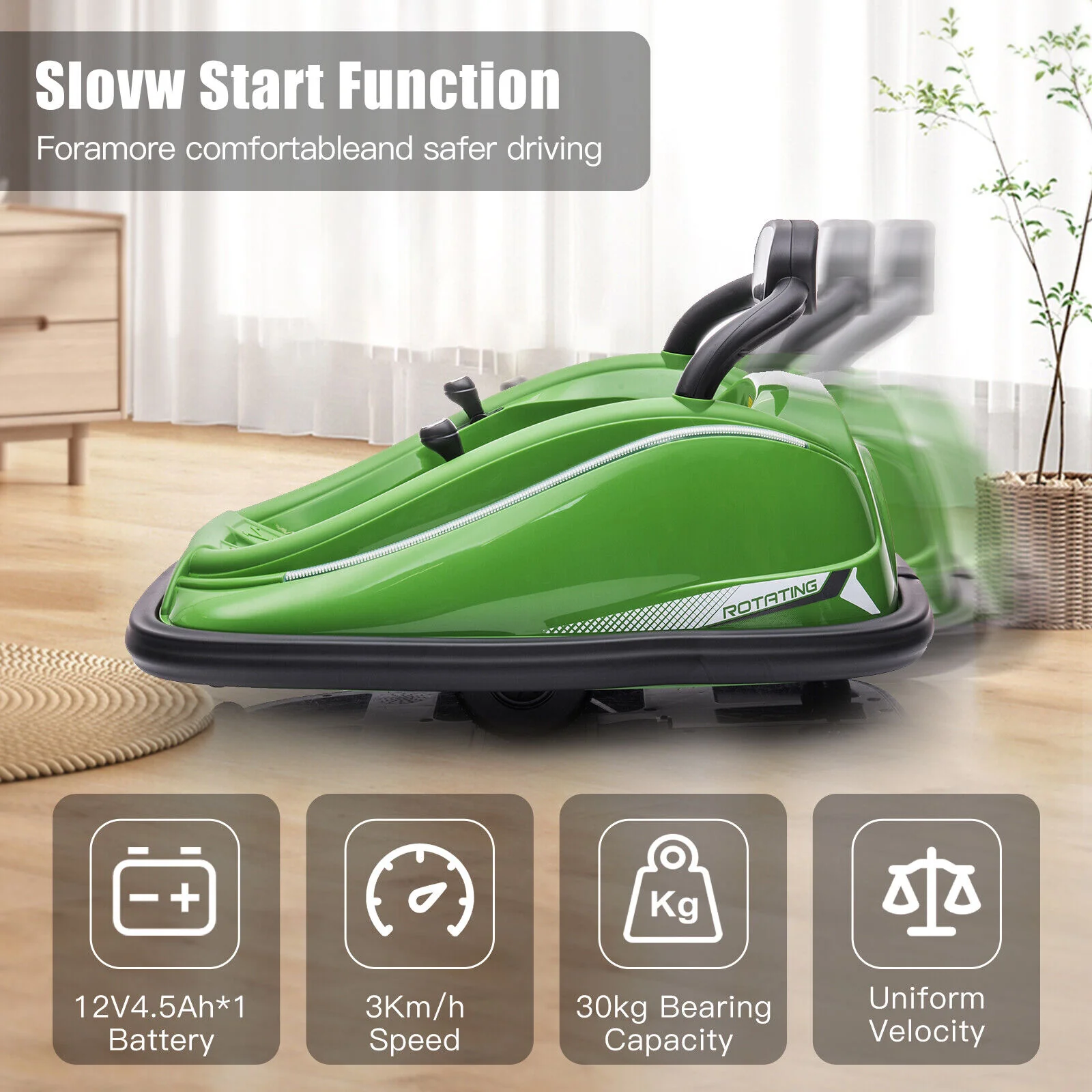 360° Spin Electric Bumper Car with Remote Control and LED Lights for Kids - Image 5