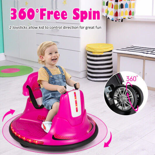 360 Spin Pink Electric Ride On Car for Kids and Toddlers - 6V Bumper Vehicle - Image 5