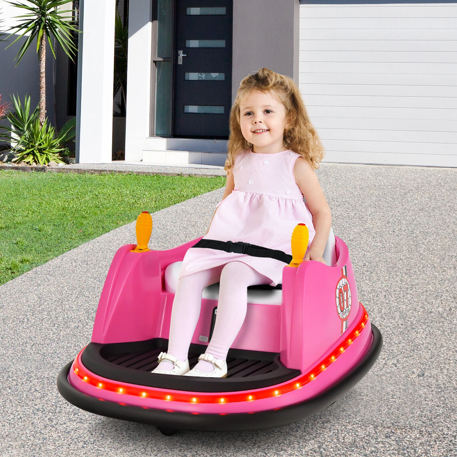 360° Spin Race Bumper Car 12V Toy with Remote Control - Pink - Image 5