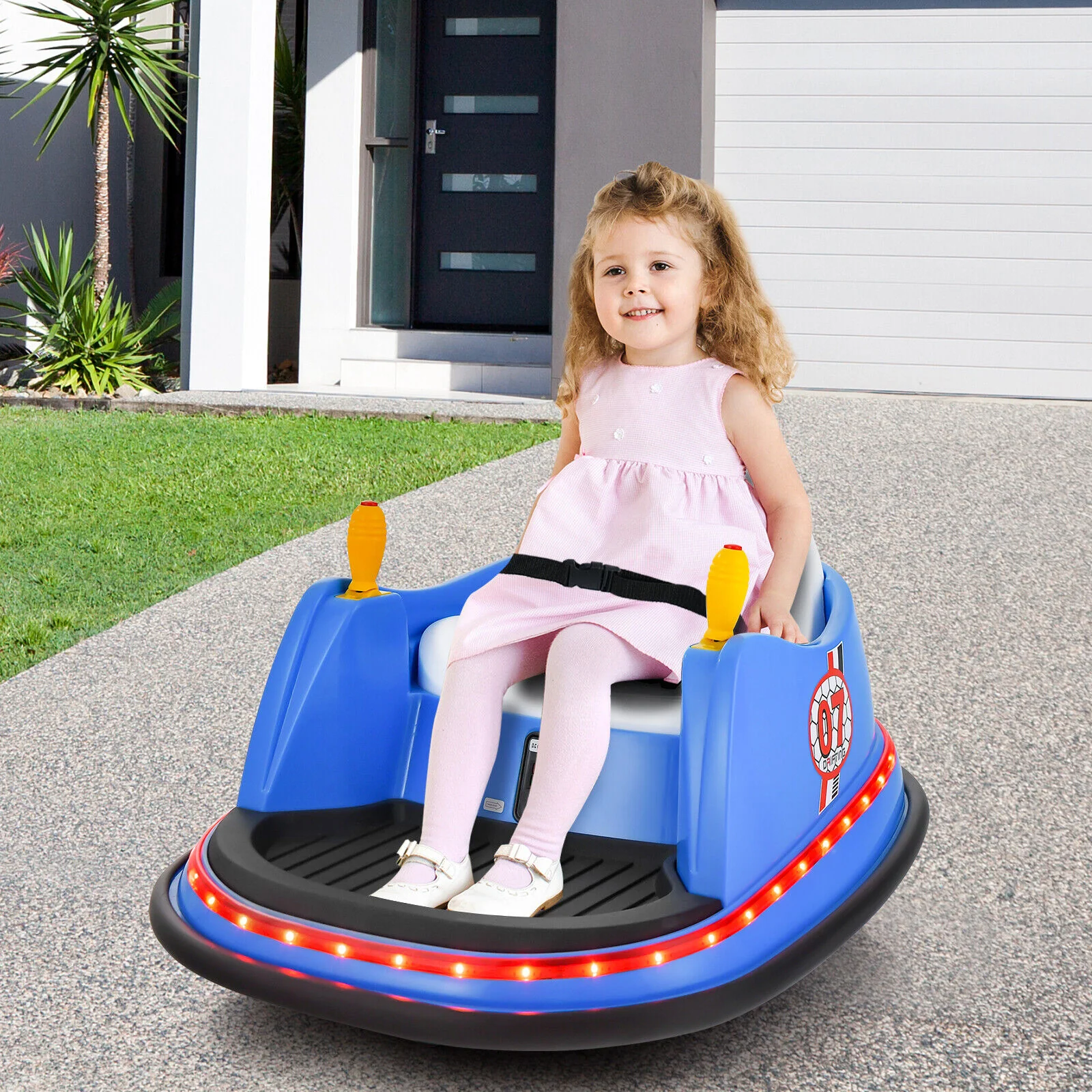 360° Spin Race Bumper Car for Kids with Remote Control - Blue - Image 6