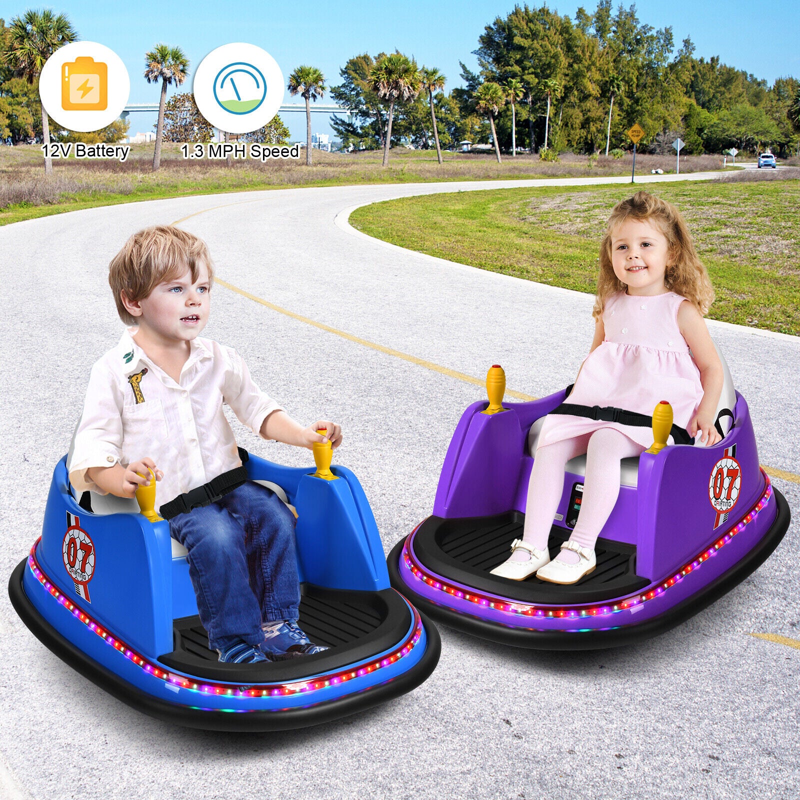 360° Spin Race Bumper Car for Kids with Remote Control - Blue - Image 7
