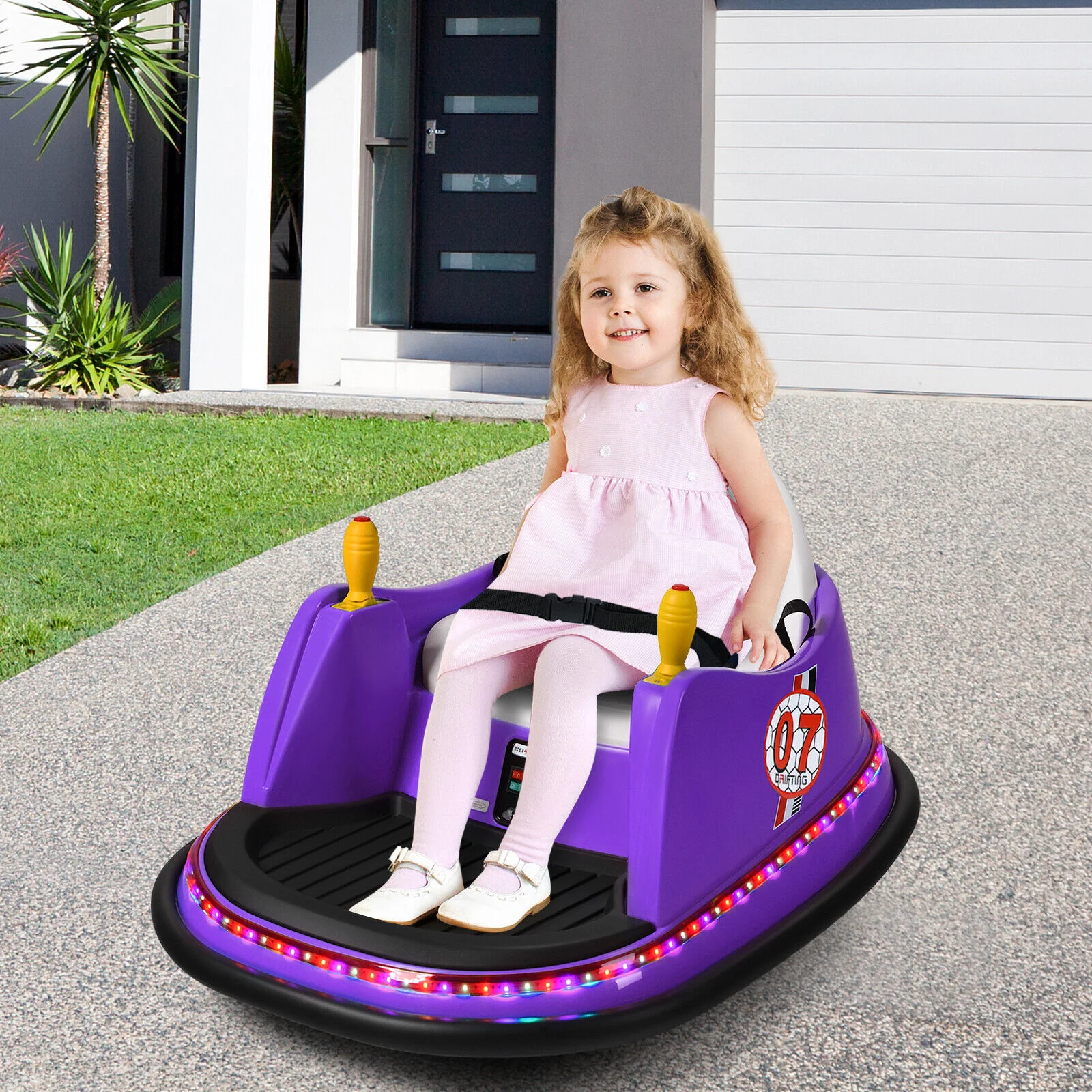 360° Spin Race Bumper Car Toy with Remote Control - 12V Purple Vehicle for Kids - Image 5