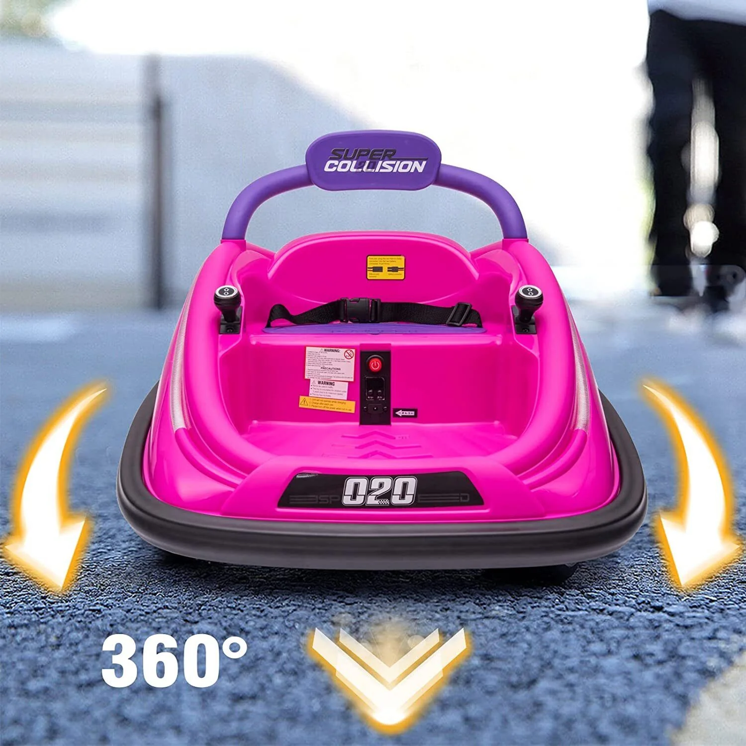 360° Spinning Electric Bumper Car for Kids with Remote Control and LED Lights - 12V - Image 10
