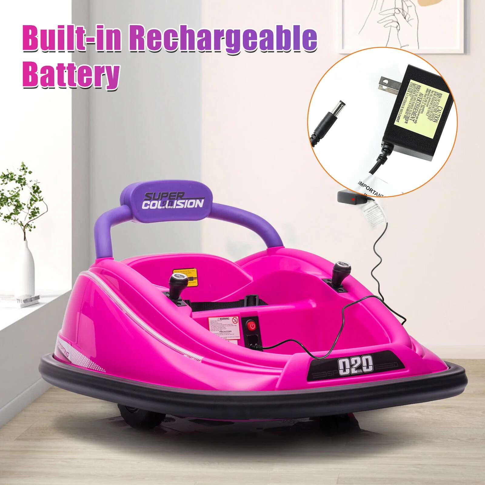 360° Spinning Electric Bumper Car for Kids with Remote Control and LED Lights - 12V - Image 11