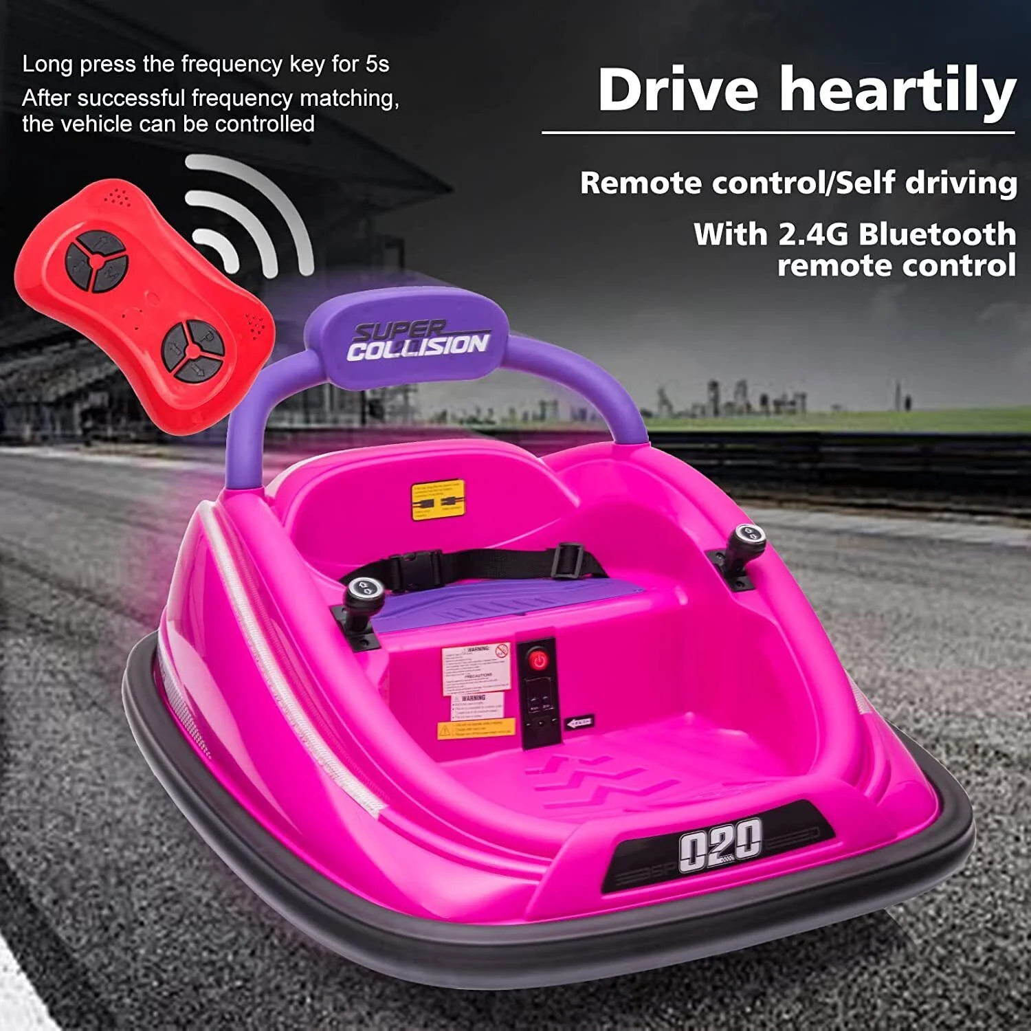 360° Spinning Electric Bumper Car for Kids with Remote Control and LED Lights - 12V - Image 12