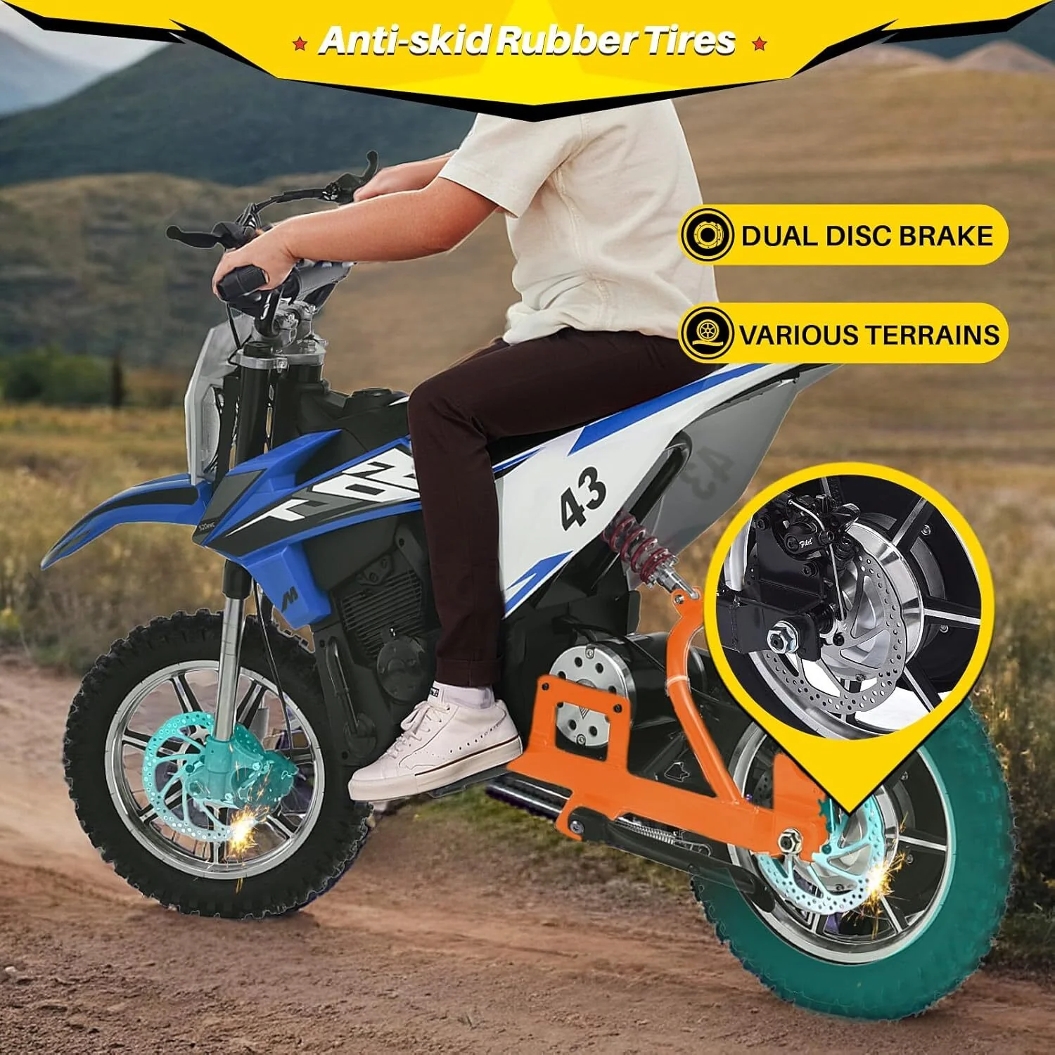 36V 650W Kids Electric Dirt Bike Motocross Motorcycle with 7MPH Max Speed - Image 15