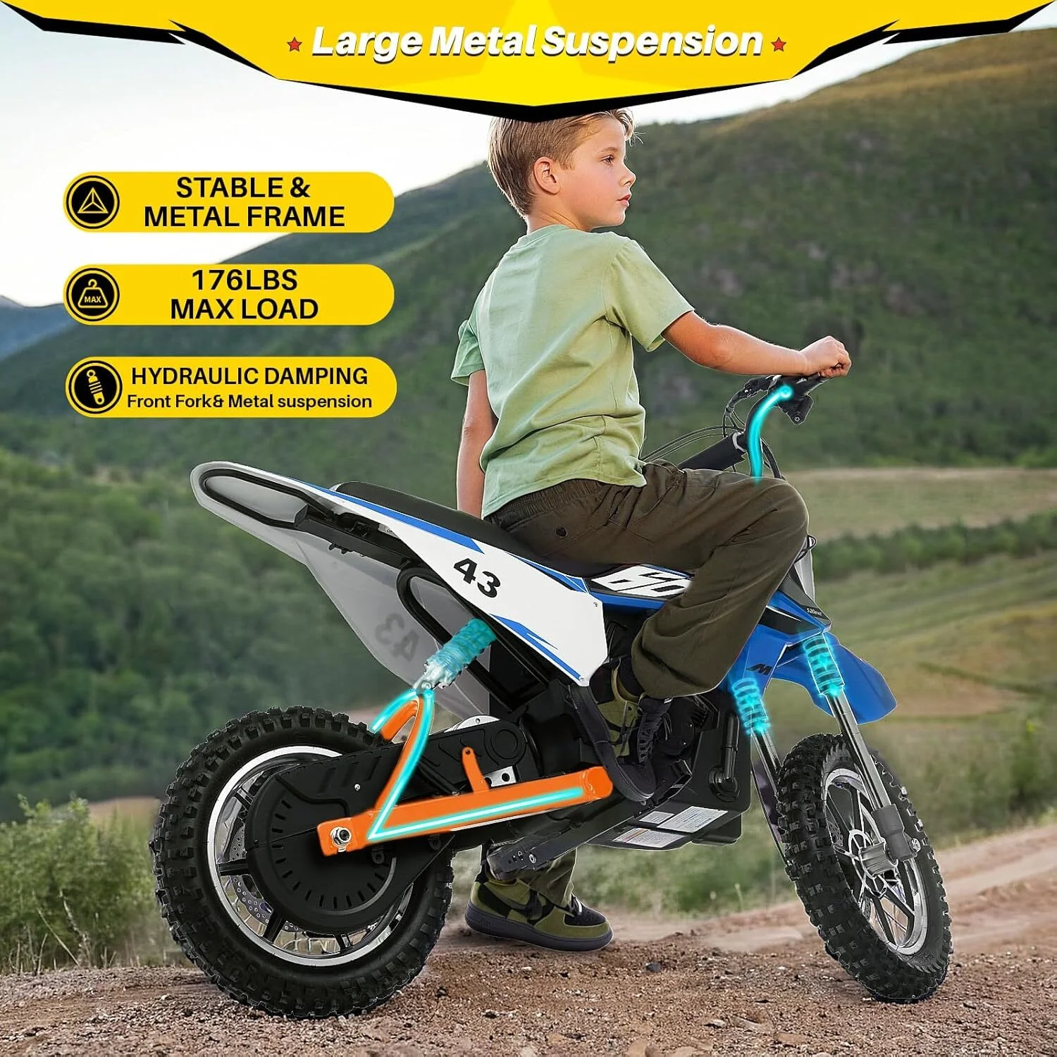 36V 650W Kids Electric Dirt Bike Motocross Motorcycle with 7MPH Max Speed - Image 5
