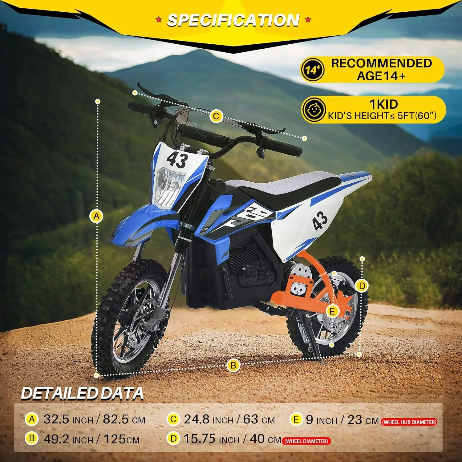 36V 650W Kids Electric Dirt Bike Motocross Motorcycle with 7MPH Max Speed - Image 8