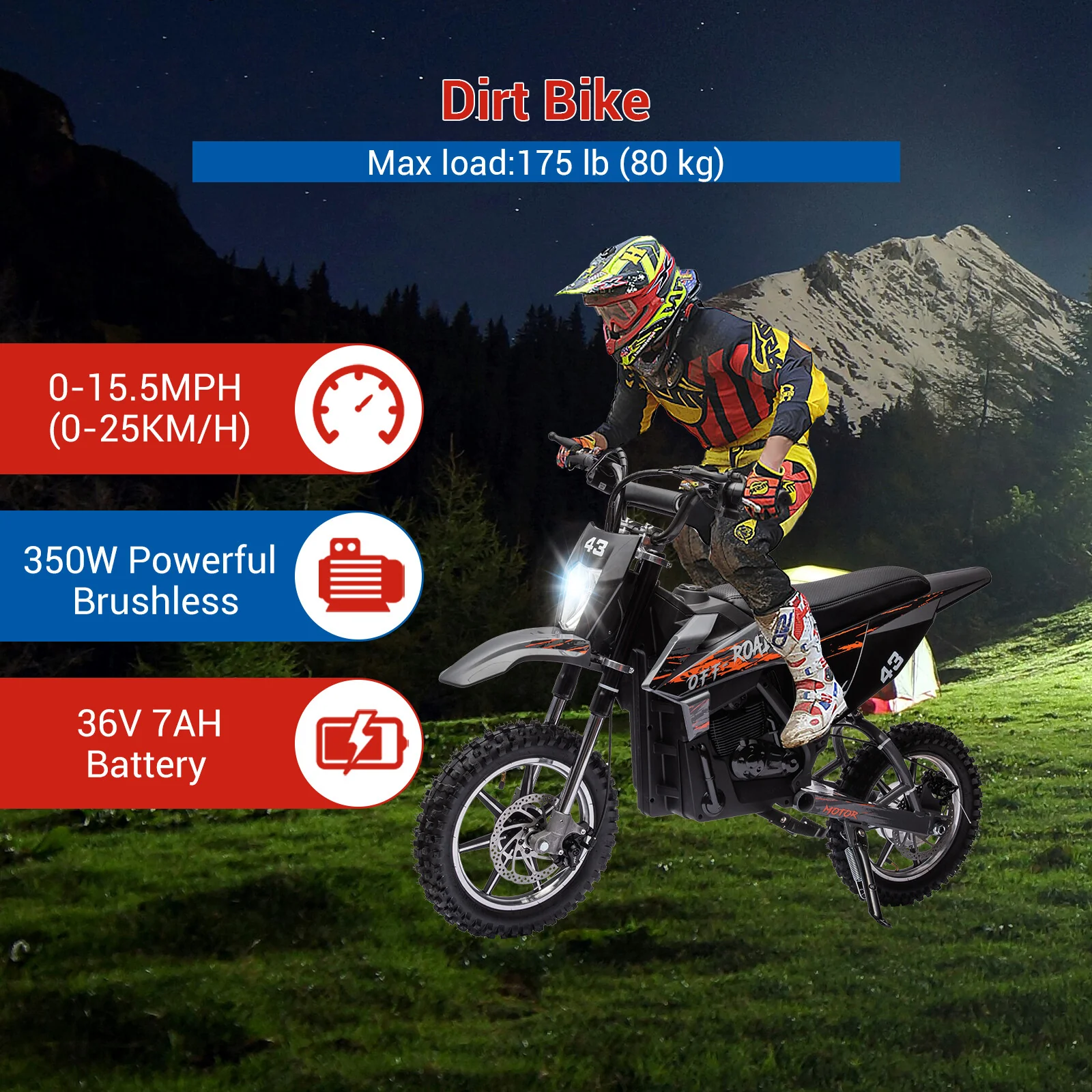 36V Electric Dirt Bike Ride-On Motorcycle with High-Power Motor for Kids 14+ Years - Image 10